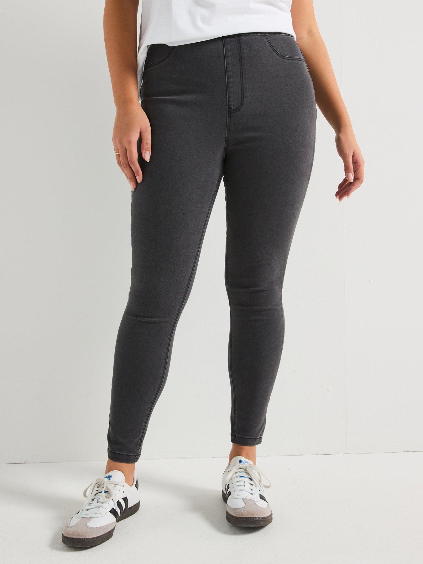 V by Very Curve High Waist Denim Jegging - Grey