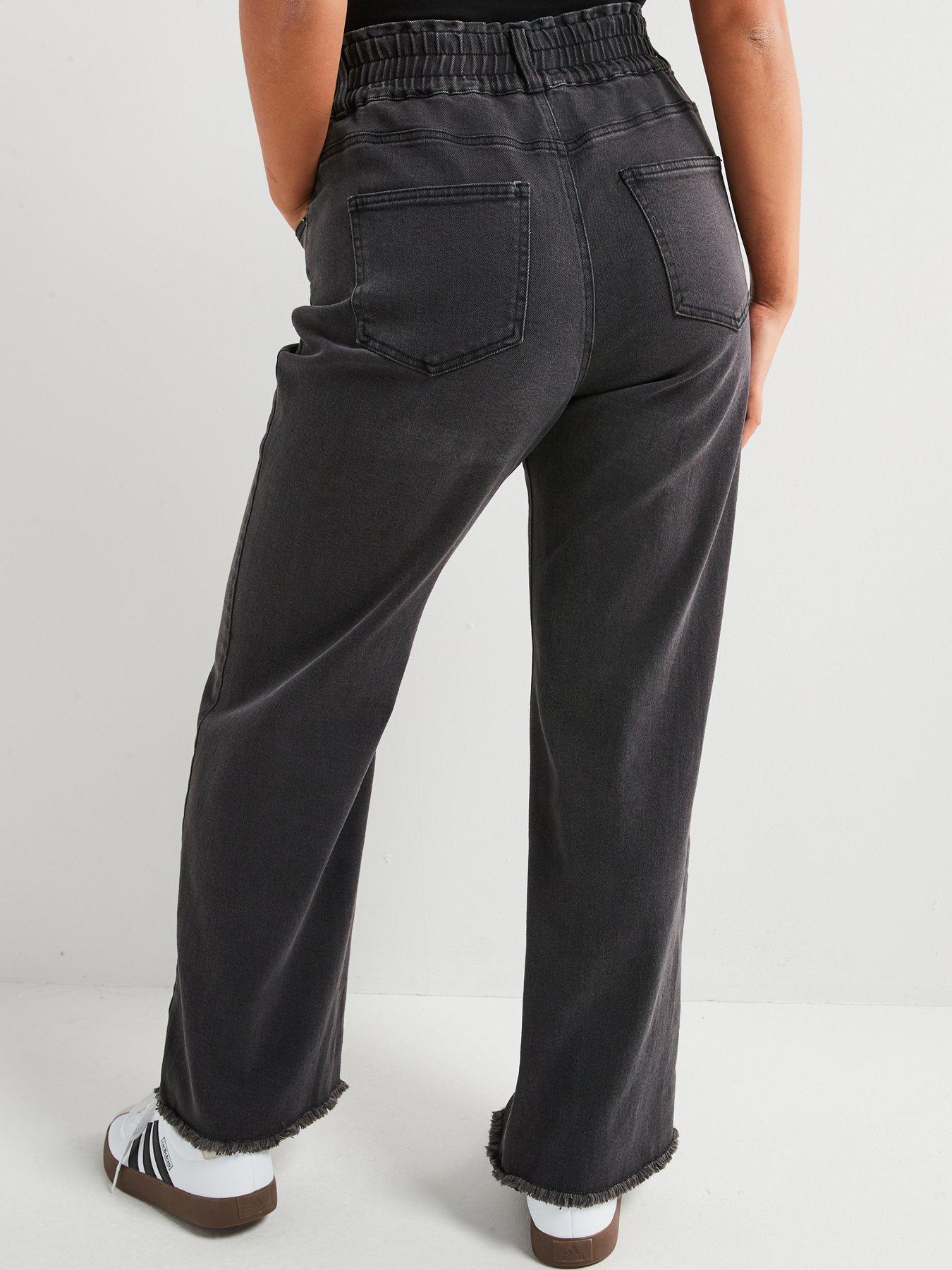 Image 2 of 5 of V by Very Curve Wide Leg Elasticated Waist Jean - Grey