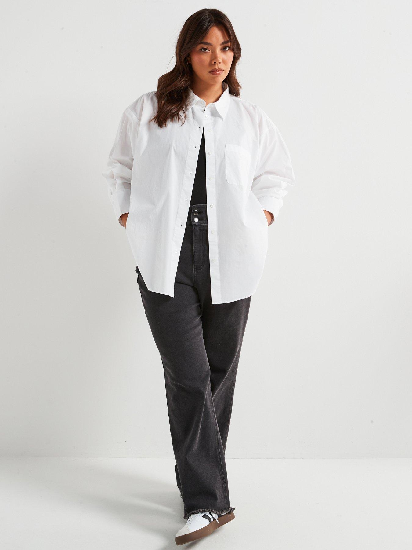 Image 3 of 5 of V by Very Curve Wide Leg Elasticated Waist Jean - Grey