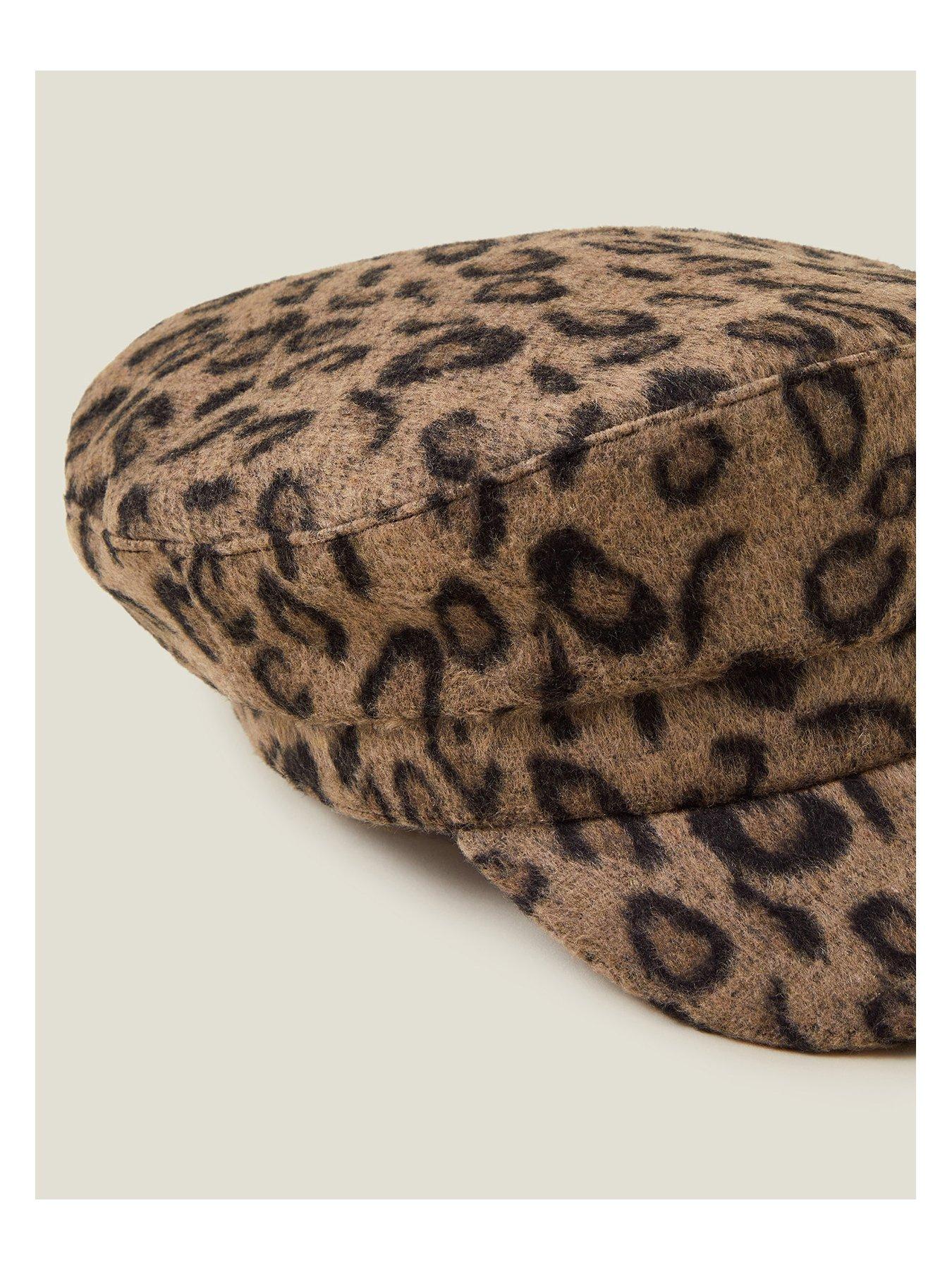 Image 4 of 4 of Accessorize Leopard Print Baker Boy Hat
