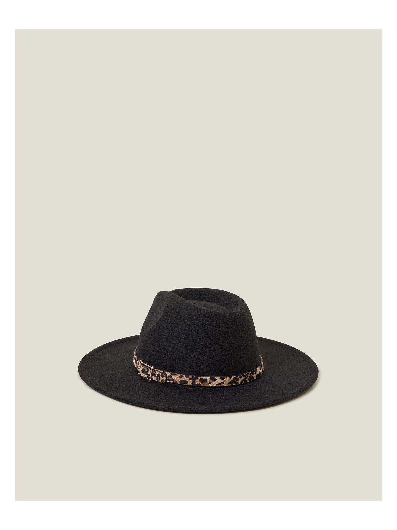 Image 2 of 3 of Accessorize Belted Leopard Trim Fedora Hat