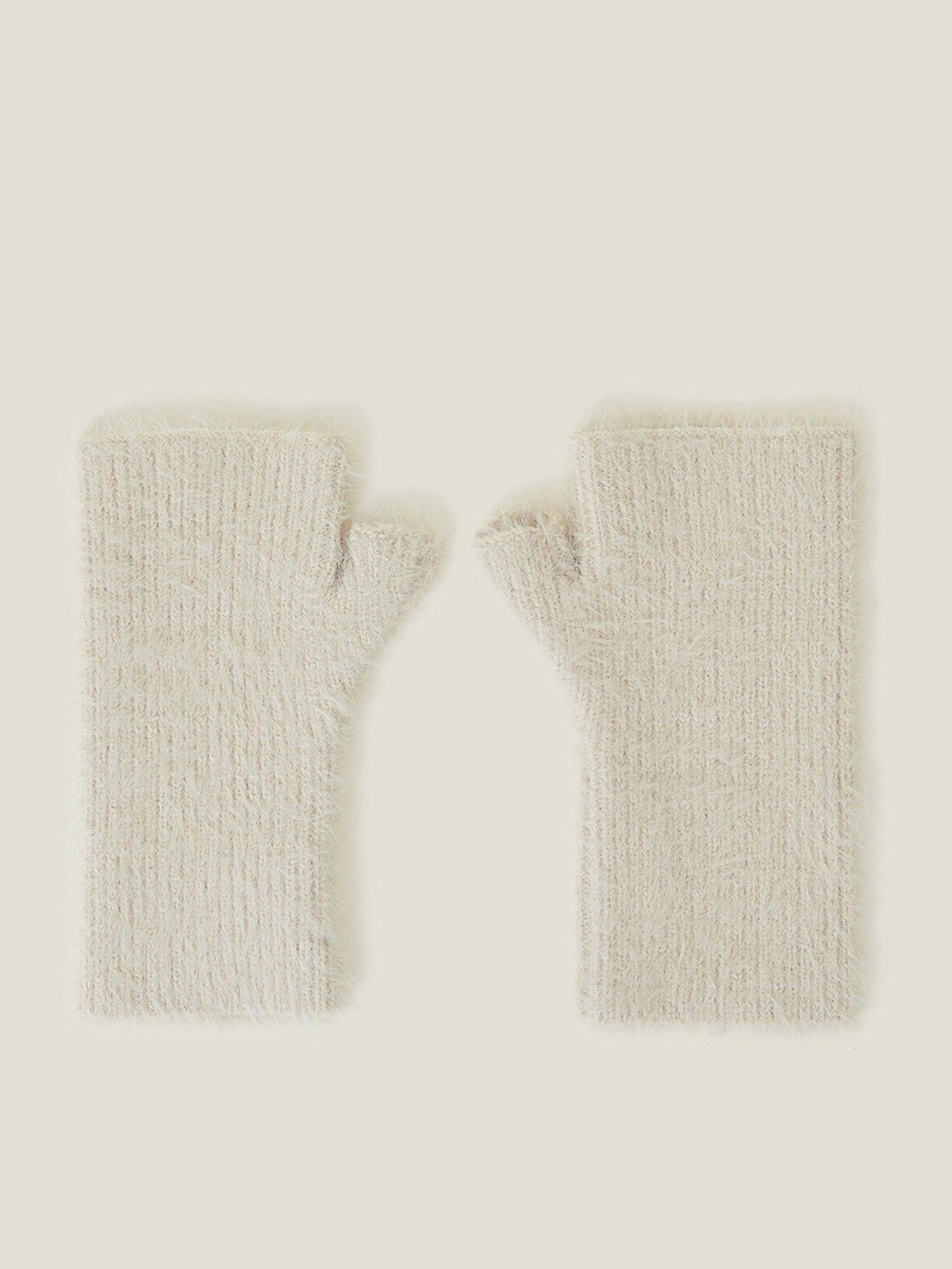 Image 1 of 2 of Accessorize Fluffy Midi Cut Off Gloves