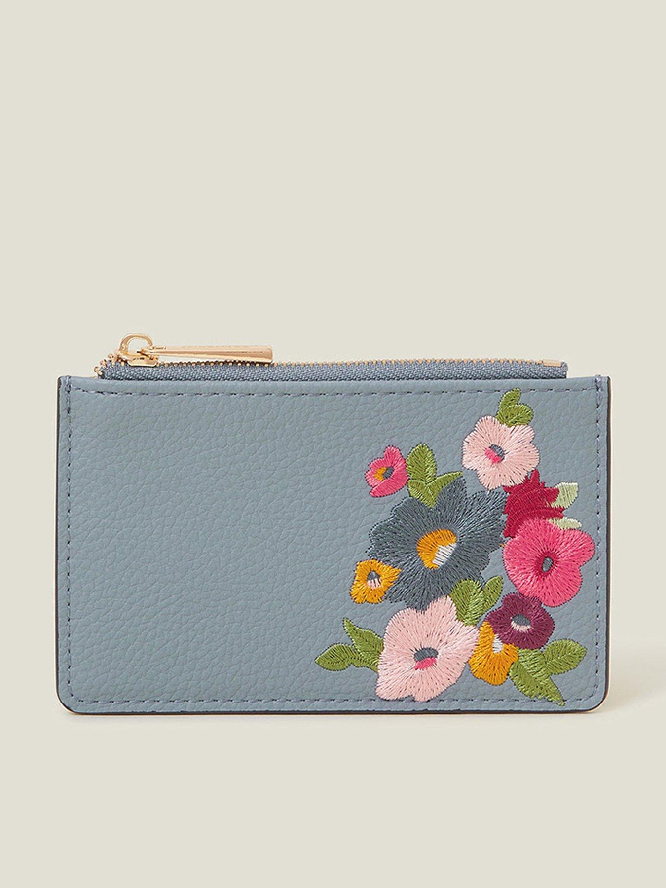Image 1 of 3 of Accessorize Floral Embroidered Card Holder