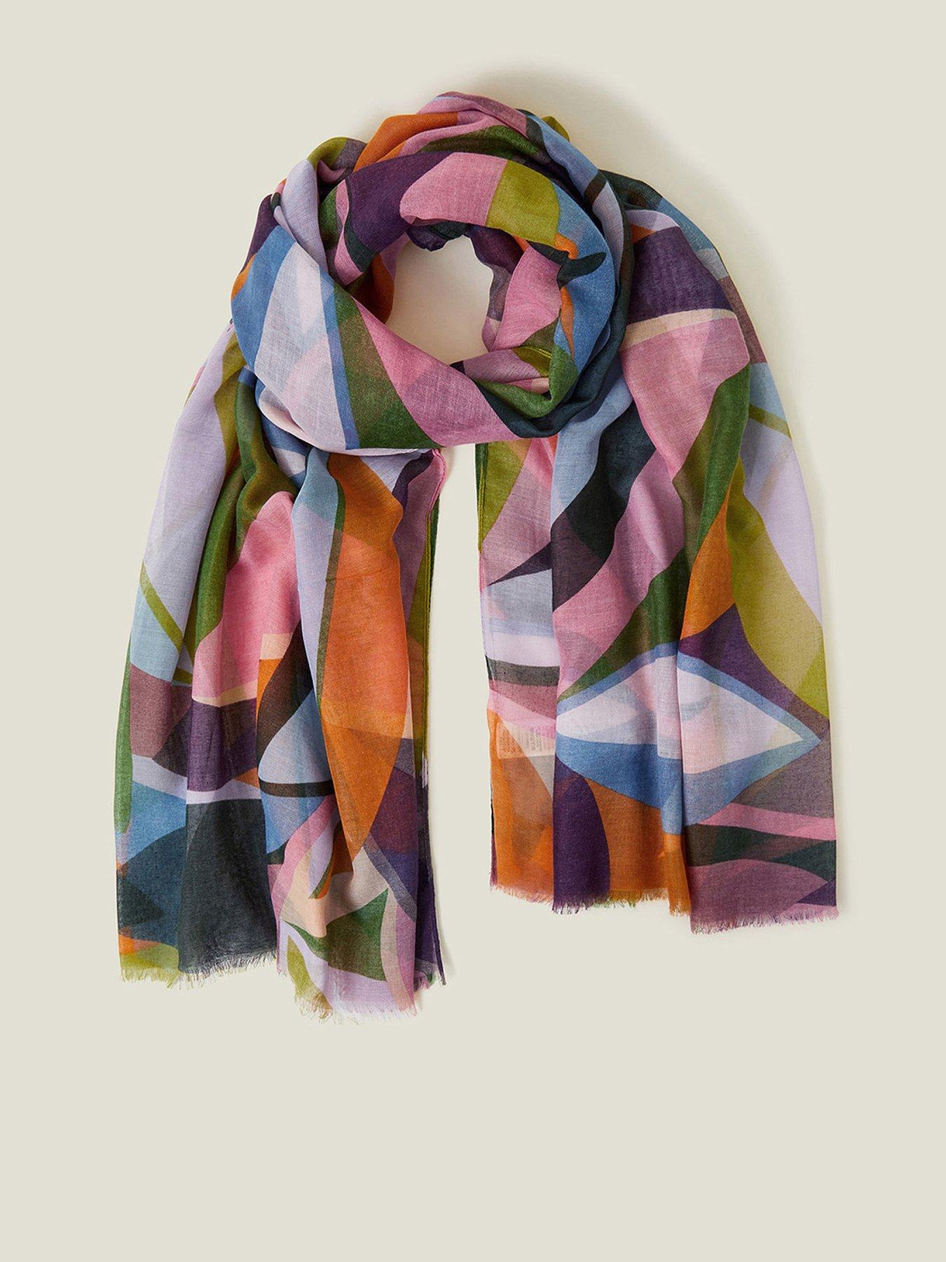 Image 1 of 3 of Accessorize Abstract Leaf Print Lightweight Scarf