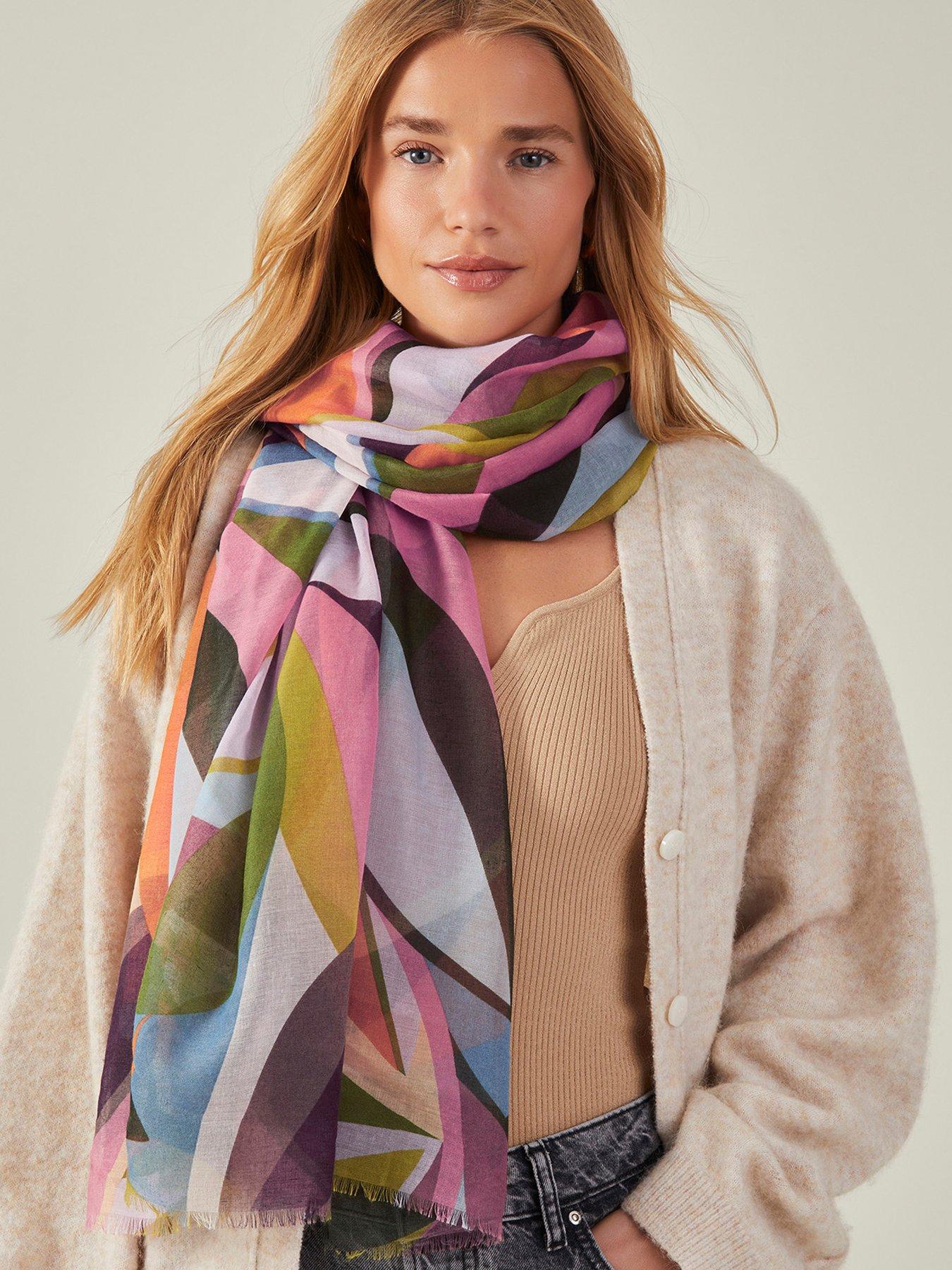 Image 2 of 3 of Accessorize Abstract Leaf Print Lightweight Scarf