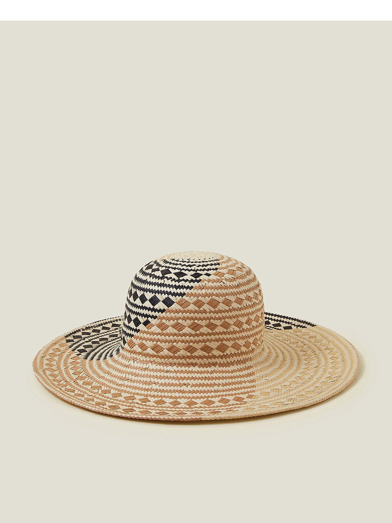 Image 1 of 4 of Accessorize Geometric Weave Floppy Hat