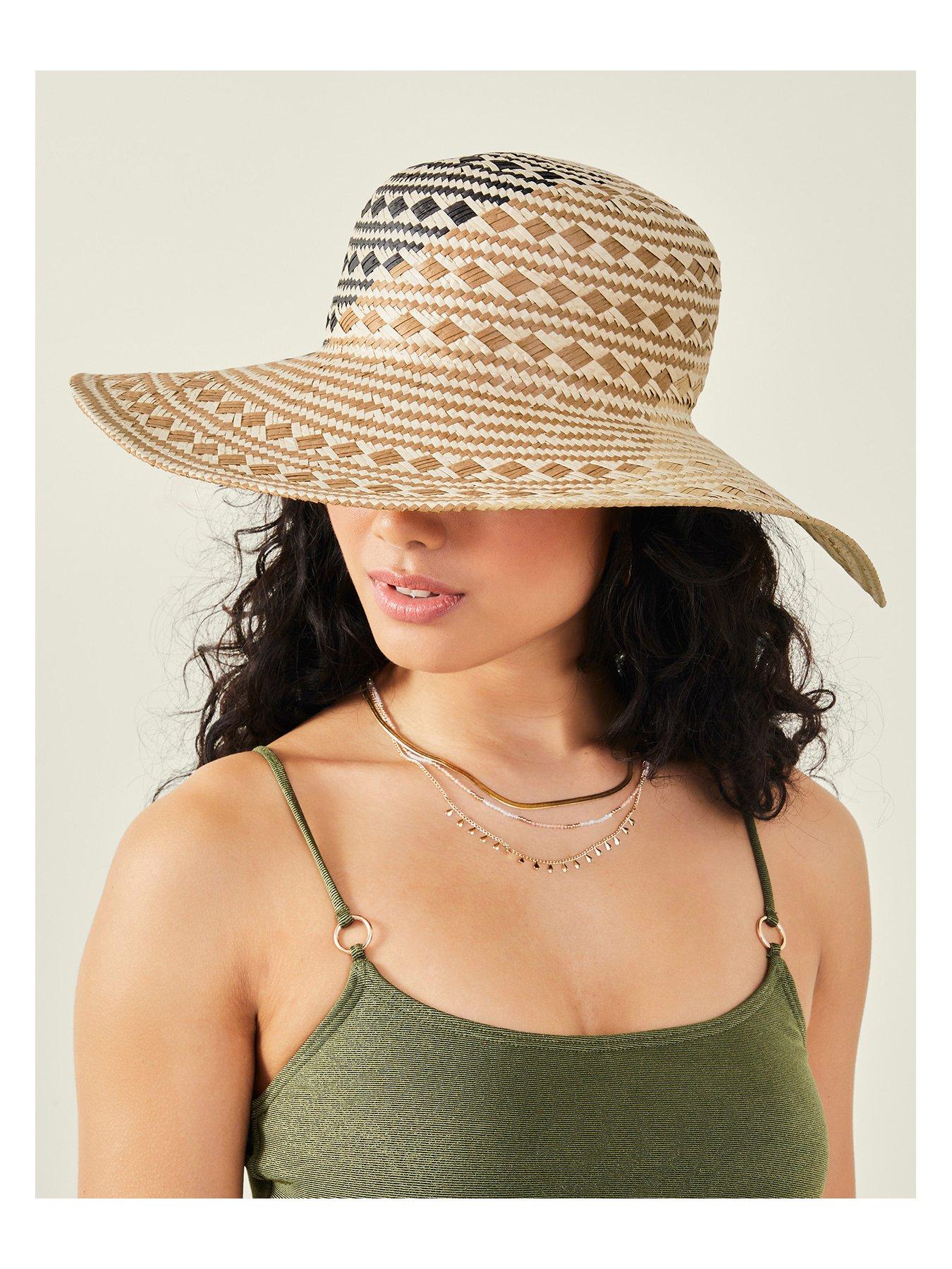 Image 2 of 4 of Accessorize Geometric Weave Floppy Hat