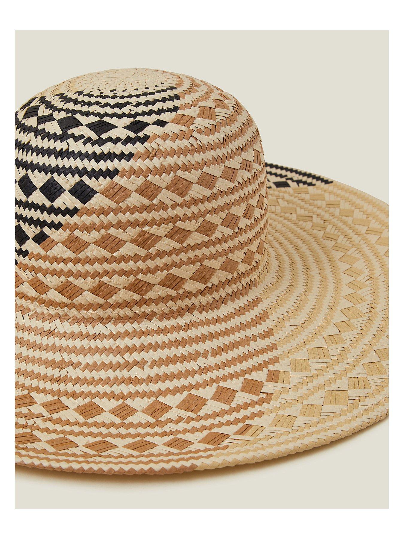 Image 4 of 4 of Accessorize Geometric Weave Floppy Hat