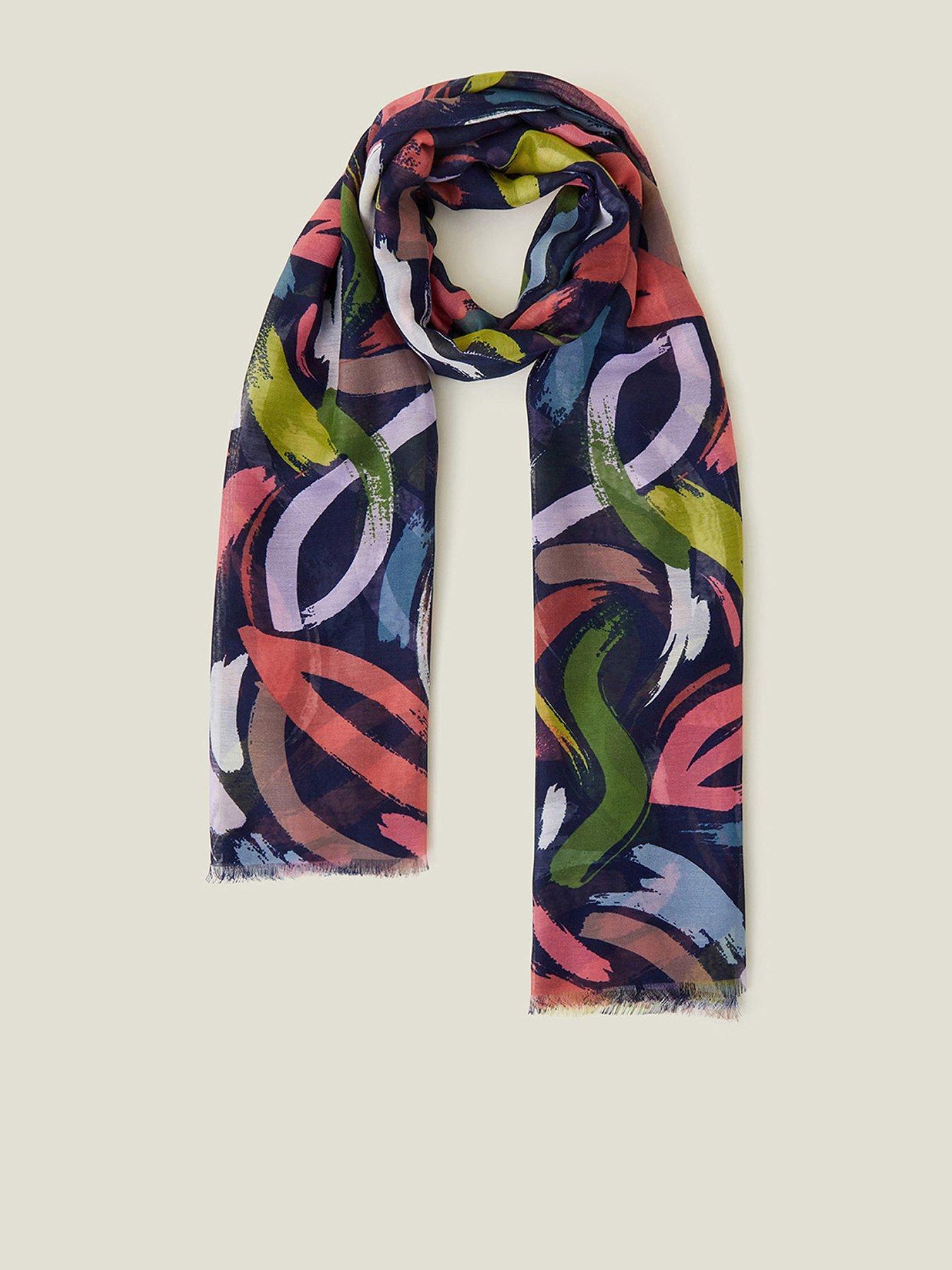Image 1 of 3 of Accessorize Abstract Brushstrokes Scarf