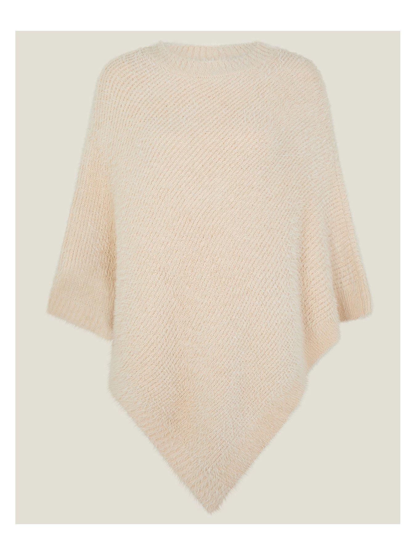Image 2 of 4 of Accessorize Fluffy Poncho - Natural