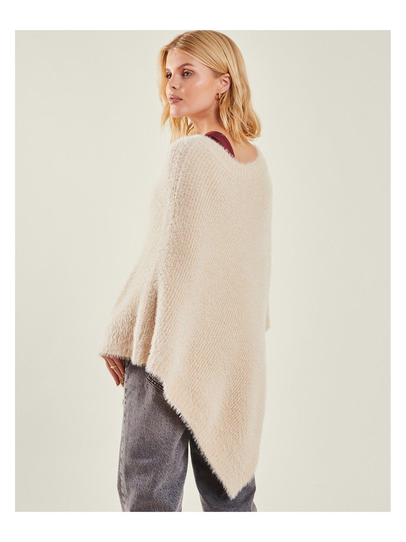 Image 3 of 4 of Accessorize Fluffy Poncho - Natural