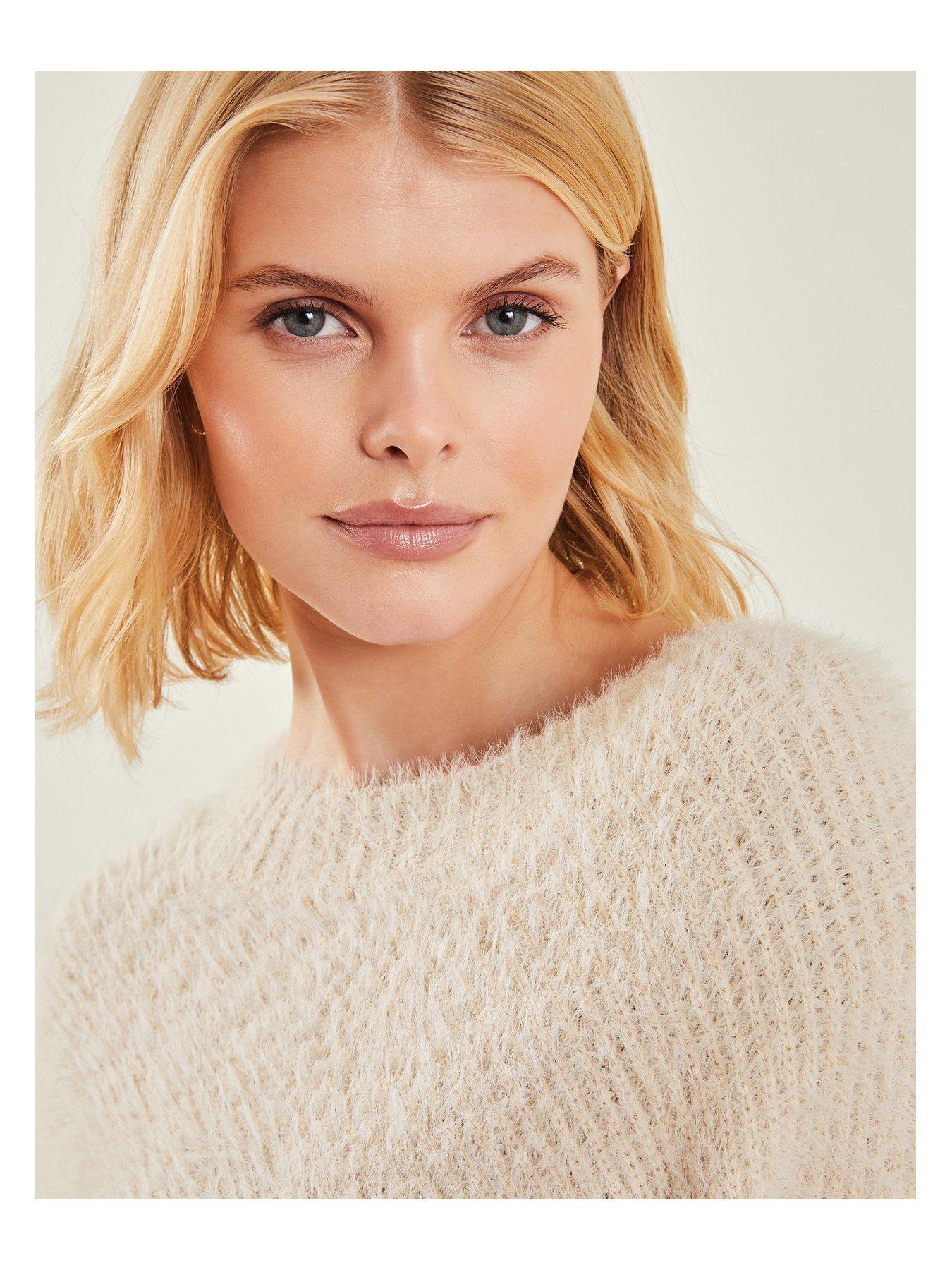 Image 4 of 4 of Accessorize Fluffy Poncho - Natural