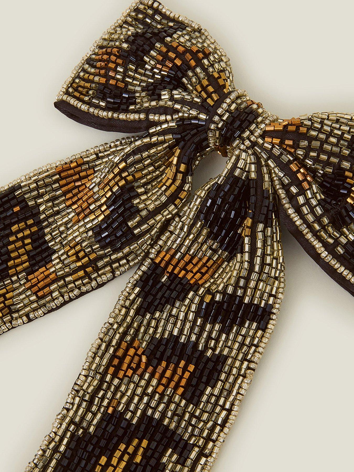 Image 4 of 4 of Accessorize Beaded Leopard Print Bow