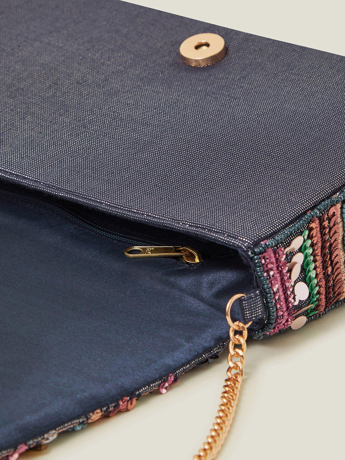 Image 5 of 5 of Accessorize Stripy Sequin Clutch