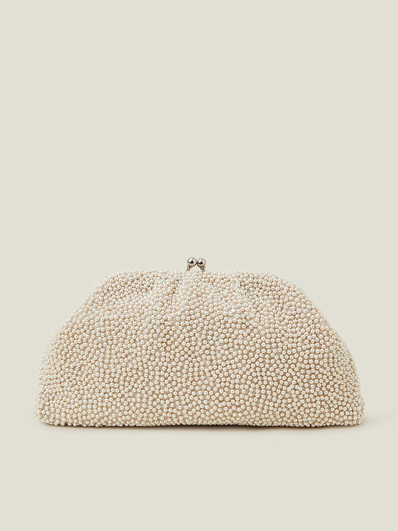 Image 1 of 4 of Accessorize Bridal Pearl Cloud Clutch
