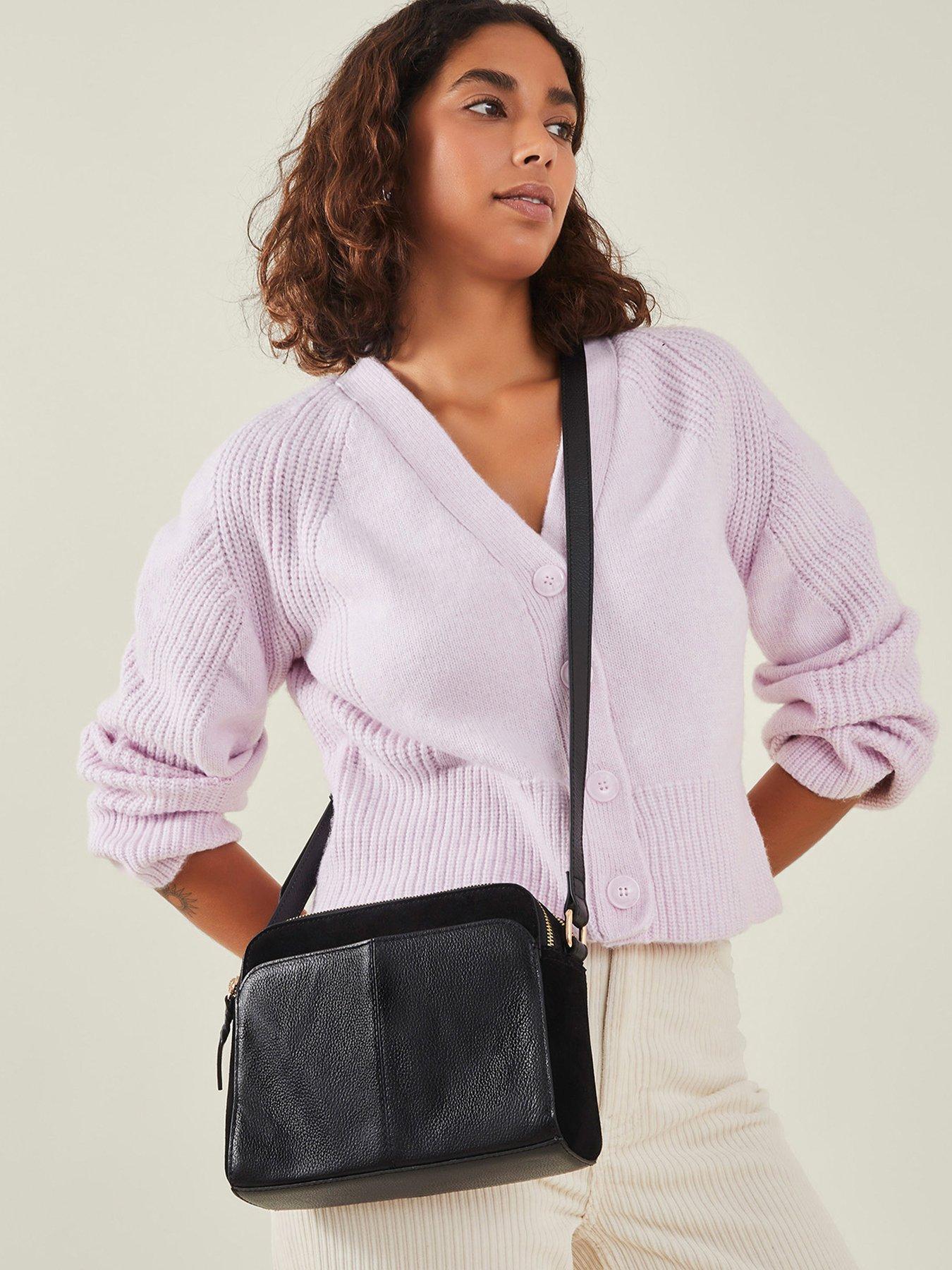 Image 2 of 4 of Accessorize Leather Double Zip Cross Body