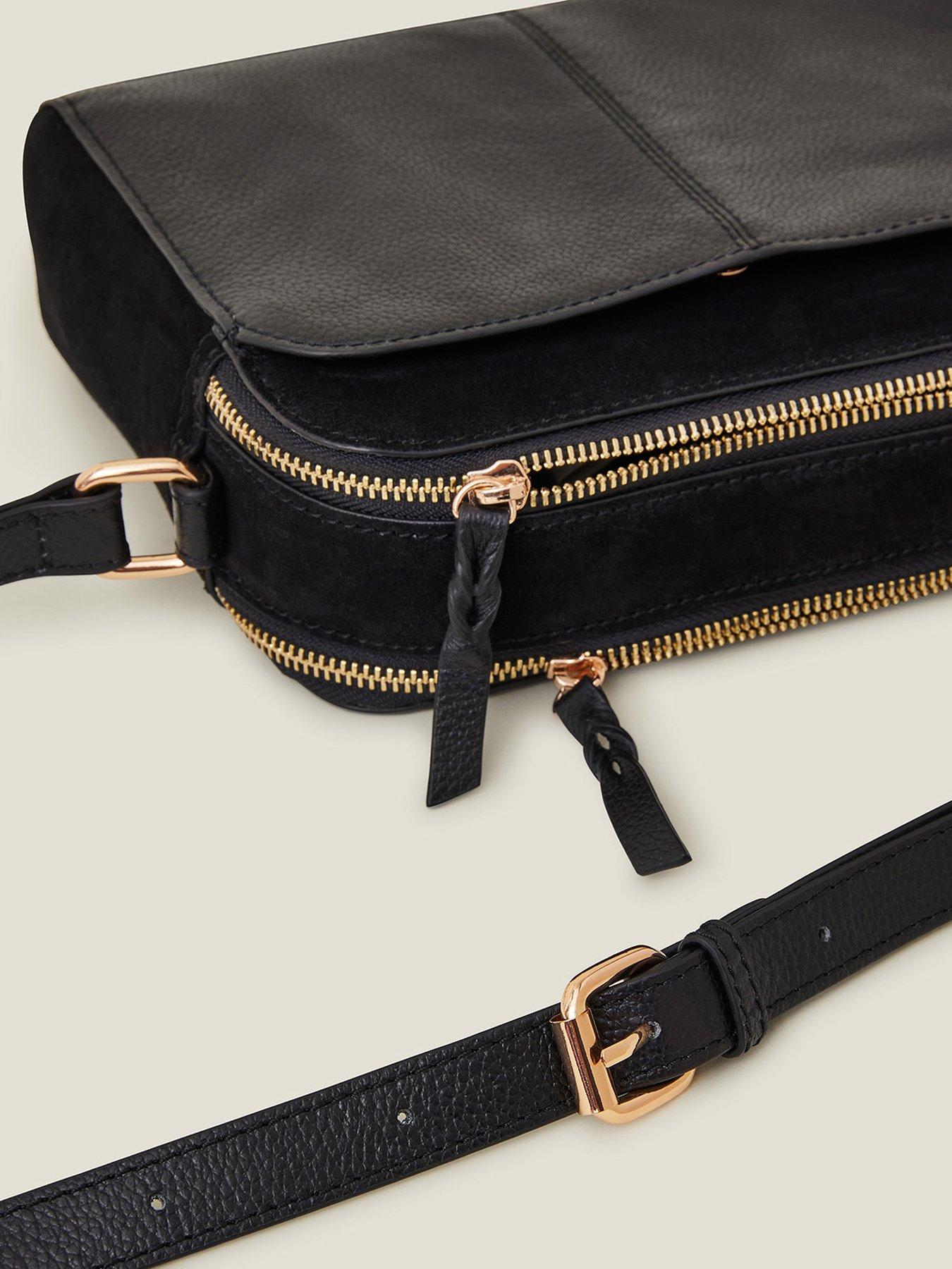 Image 4 of 4 of Accessorize Leather Double Zip Cross Body