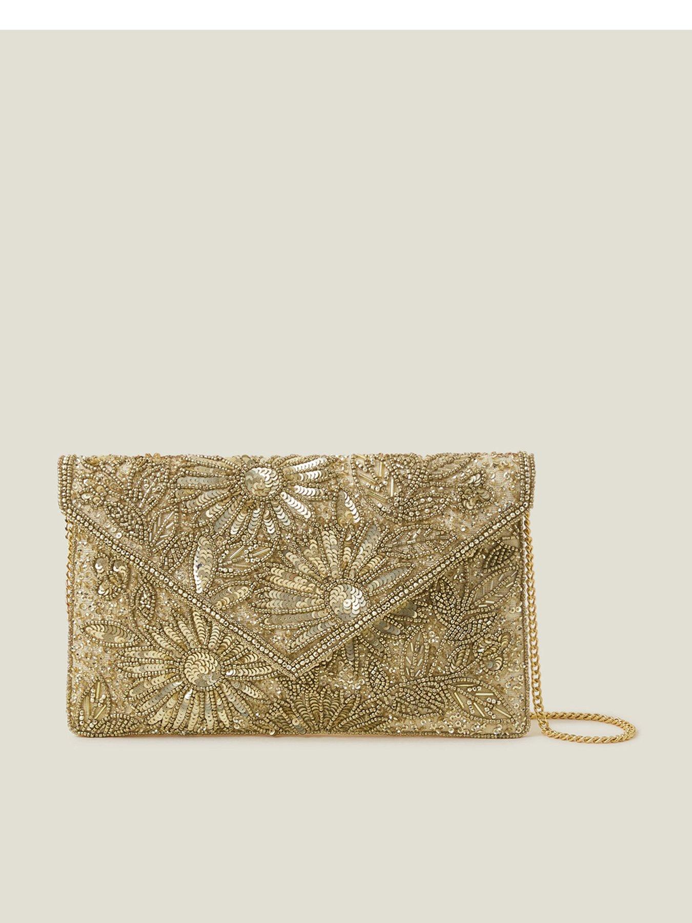 Beaded gold clutch best sale