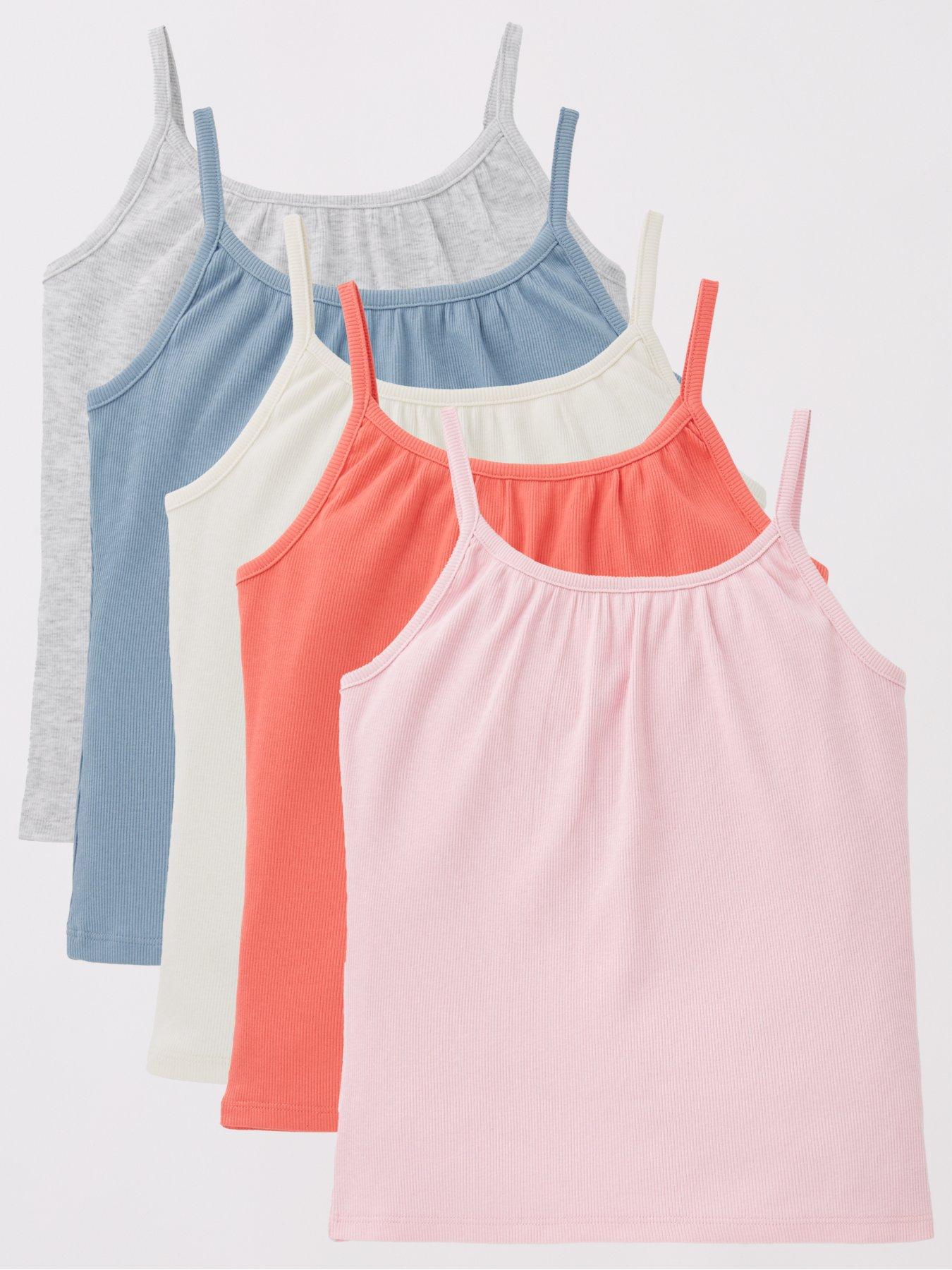 undefined Girls Rib 5 Pack Vests - Multi