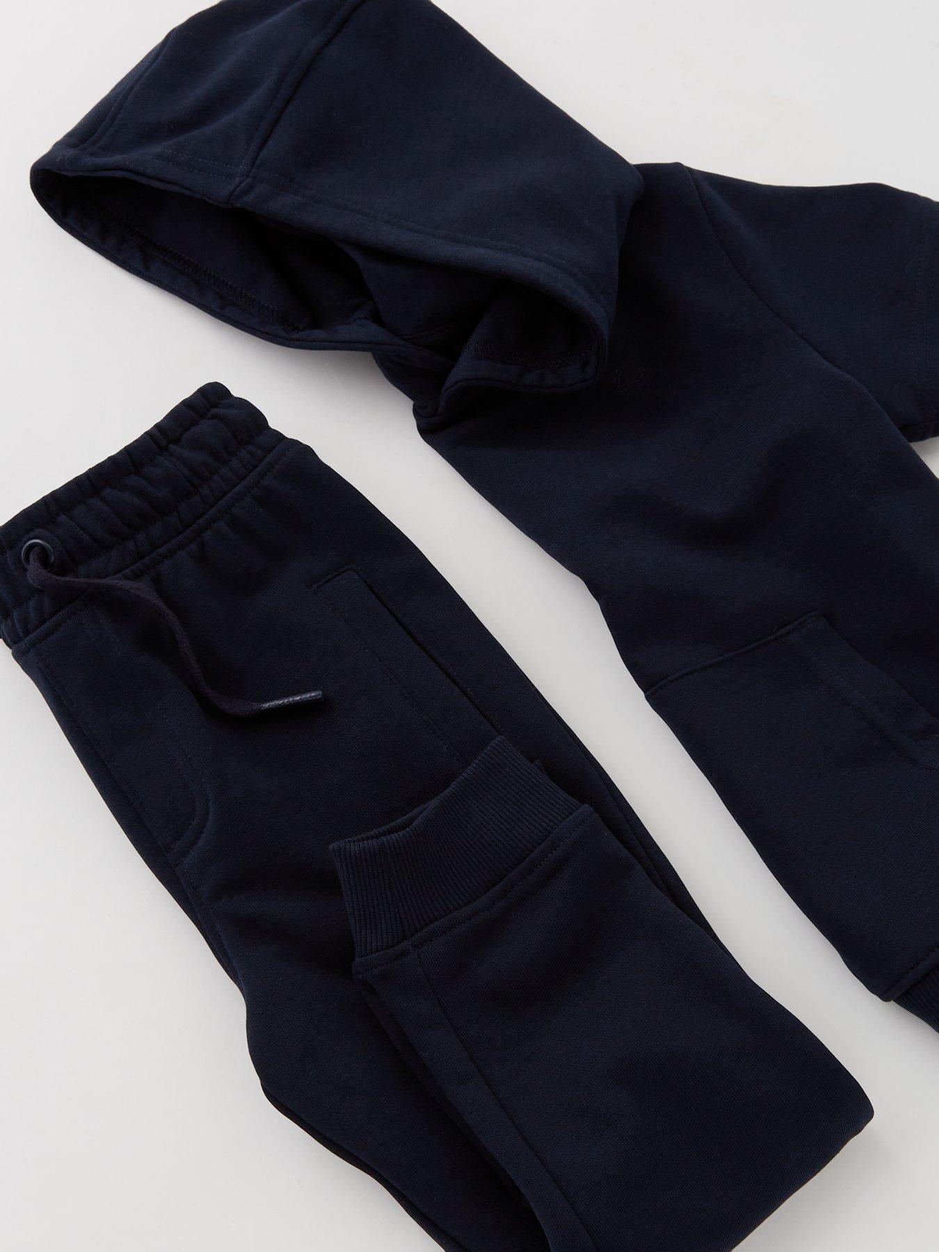 Image 4 of 4 of Mini V by Very Boys Short Sleeve Sweat Hoodie And Jogger Set - Navy