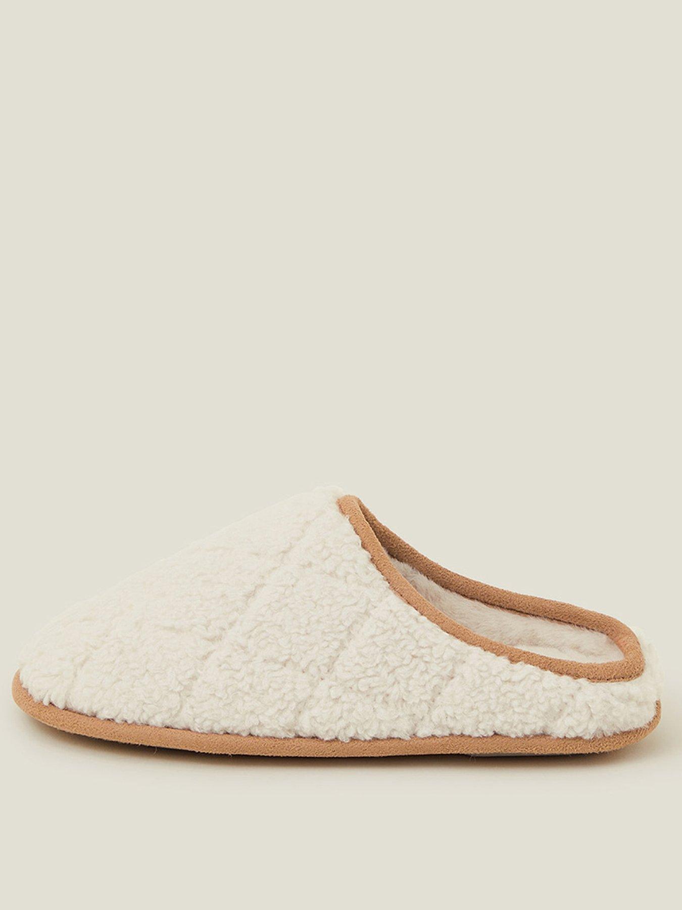 Image 1 of 4 of Accessorize Shearling Trim Mule - Cream