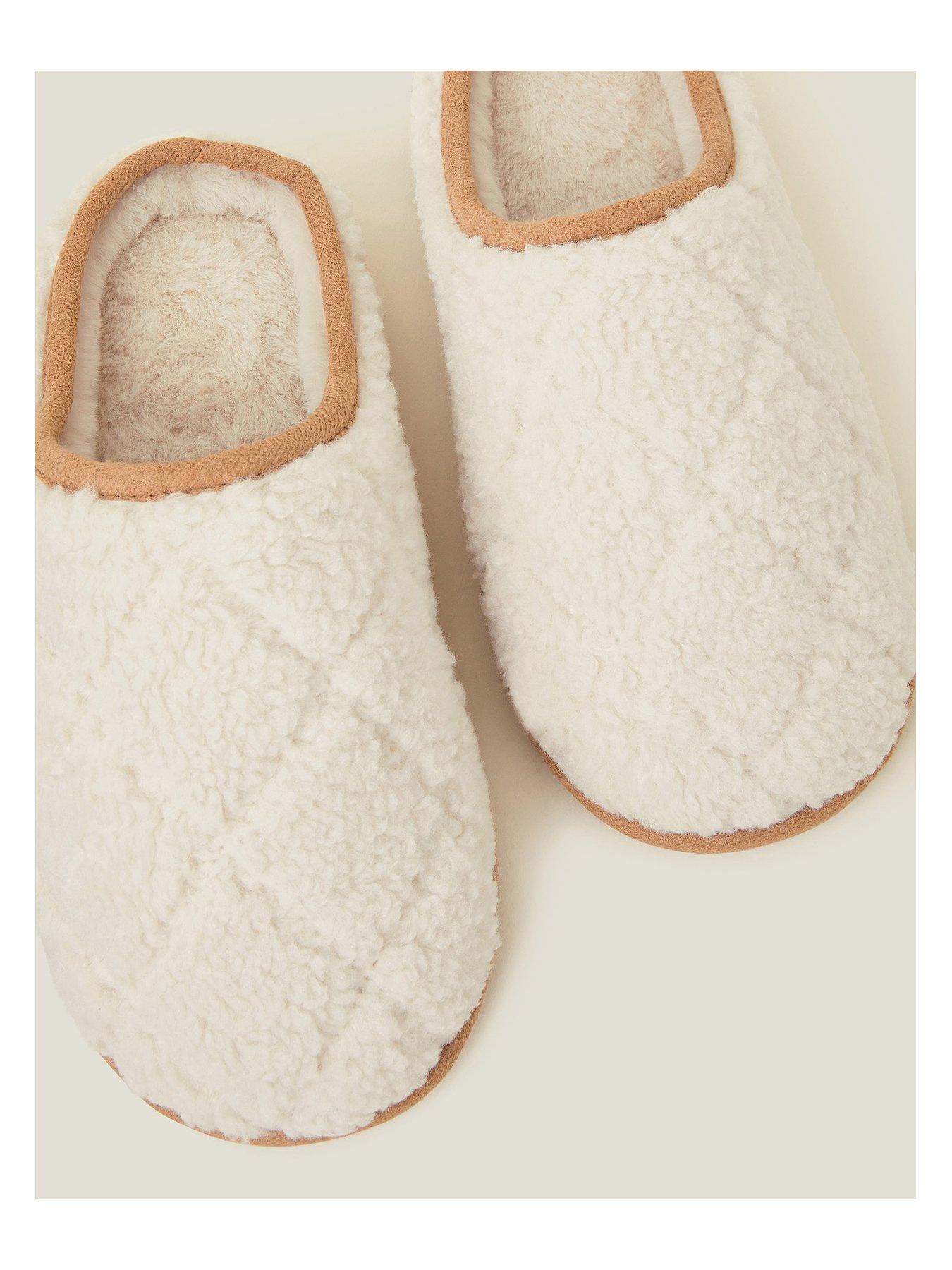 Image 4 of 4 of Accessorize Shearling Trim Mule - Cream
