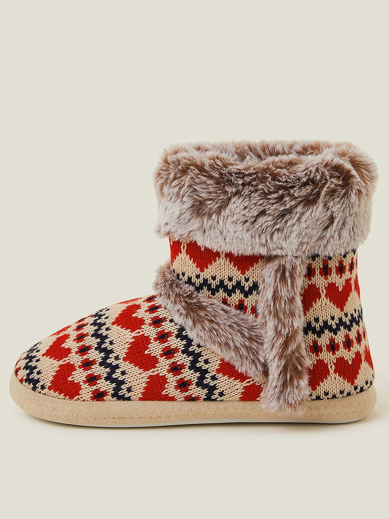 Image 1 of 4 of Accessorize Fairisle Slipper Boot - Multi