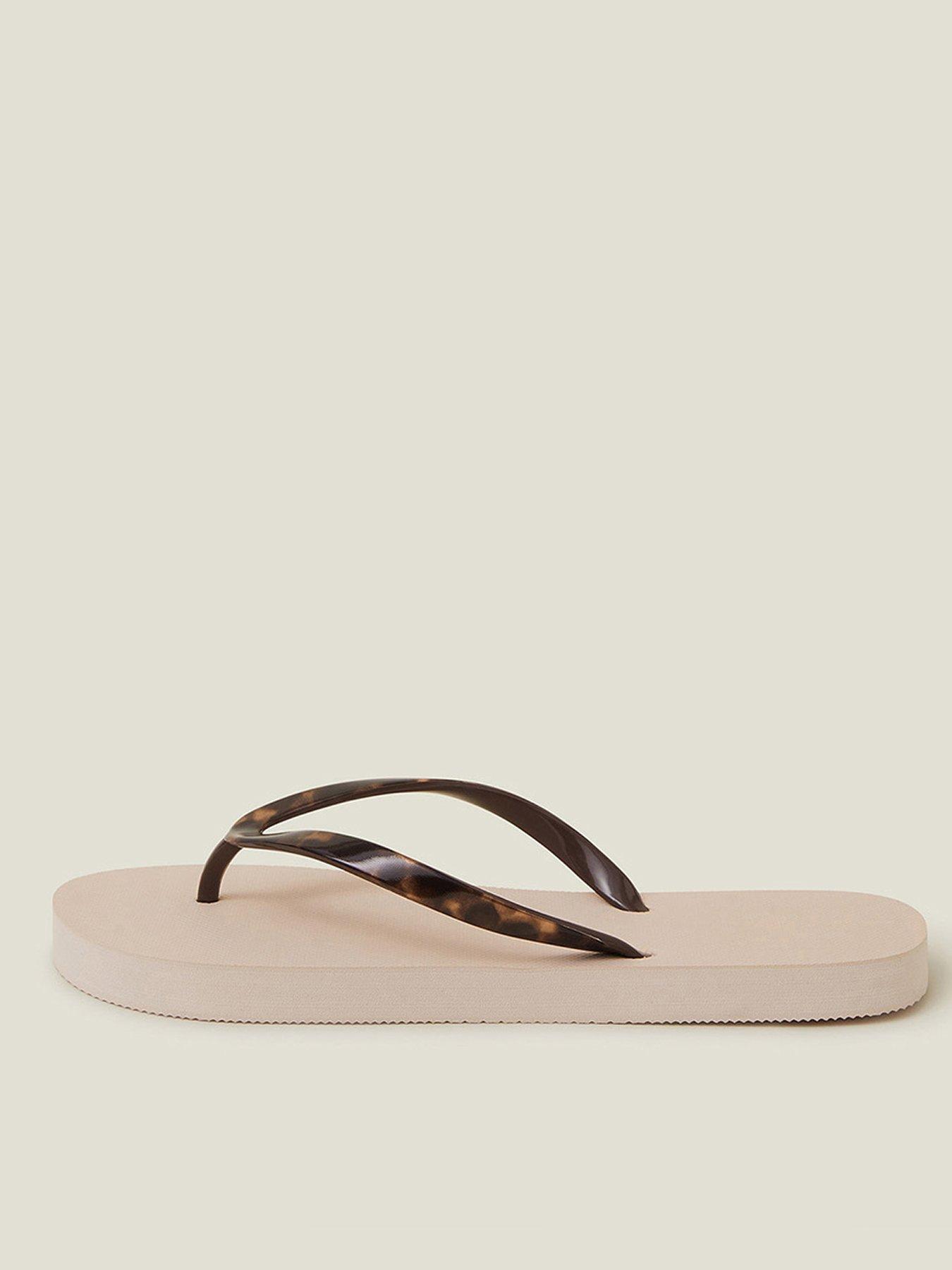 Image 1 of 4 of Accessorize Tortoiseshell Toe-Post Flip Flops - Natural