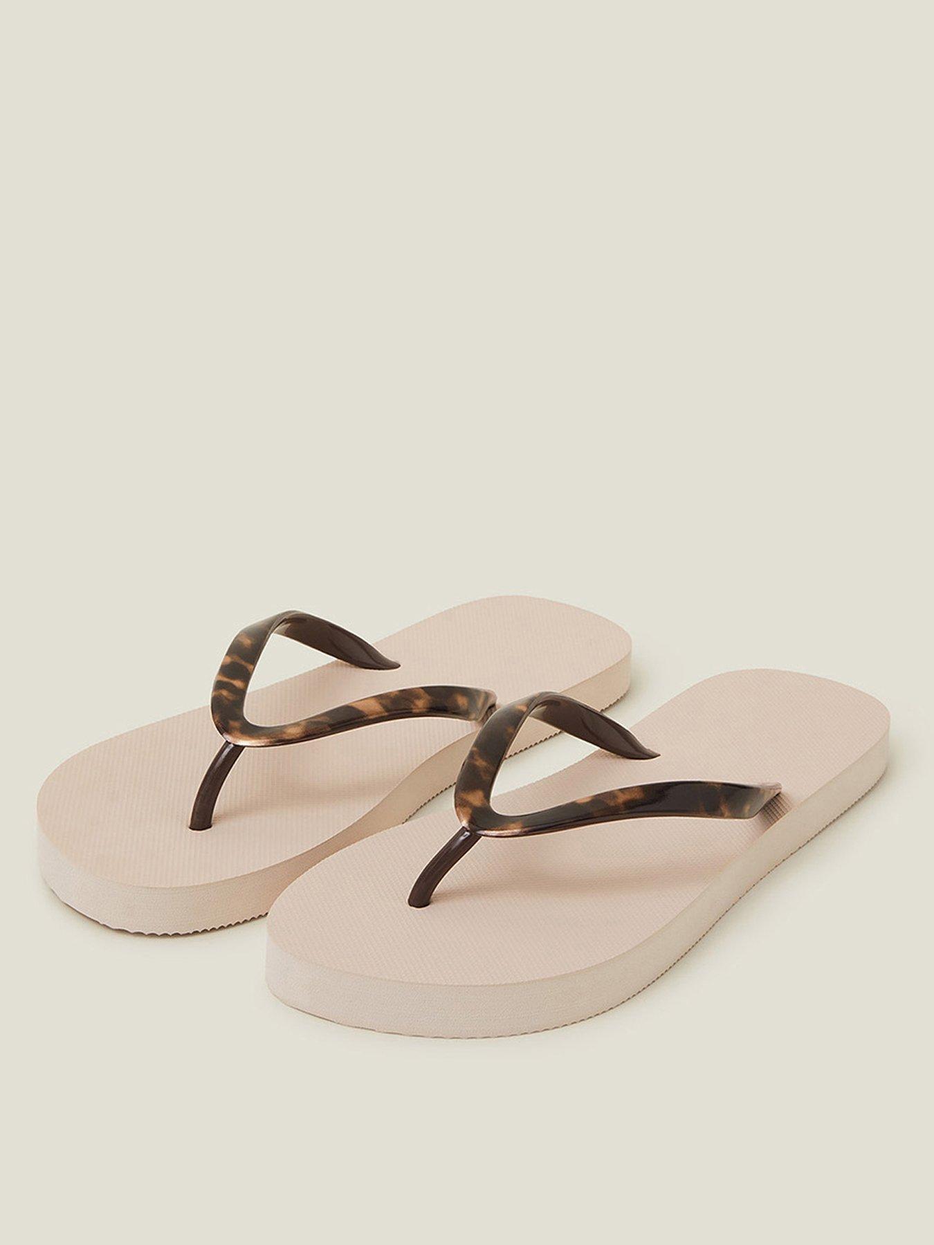 Image 2 of 4 of Accessorize Tortoiseshell Toe-Post Flip Flops - Natural