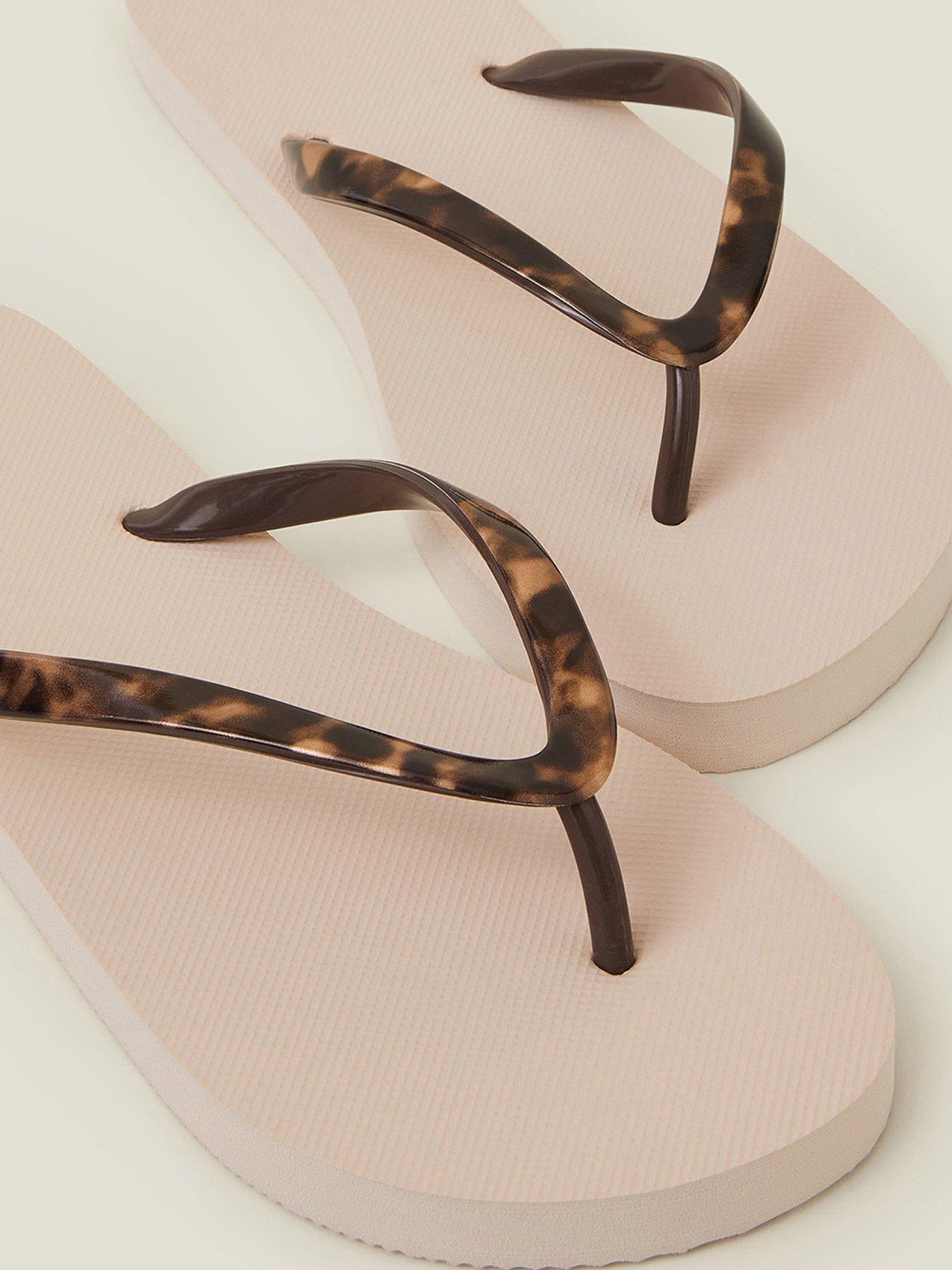 Image 3 of 4 of Accessorize Tortoiseshell Toe-Post Flip Flops - Natural