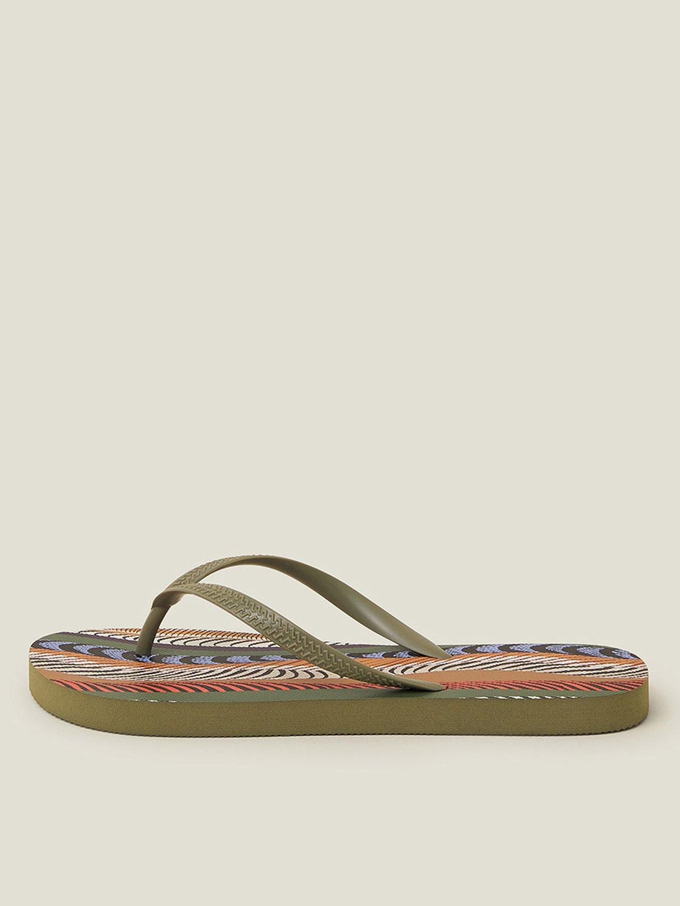 Accessorize Feather Print Flip Flops