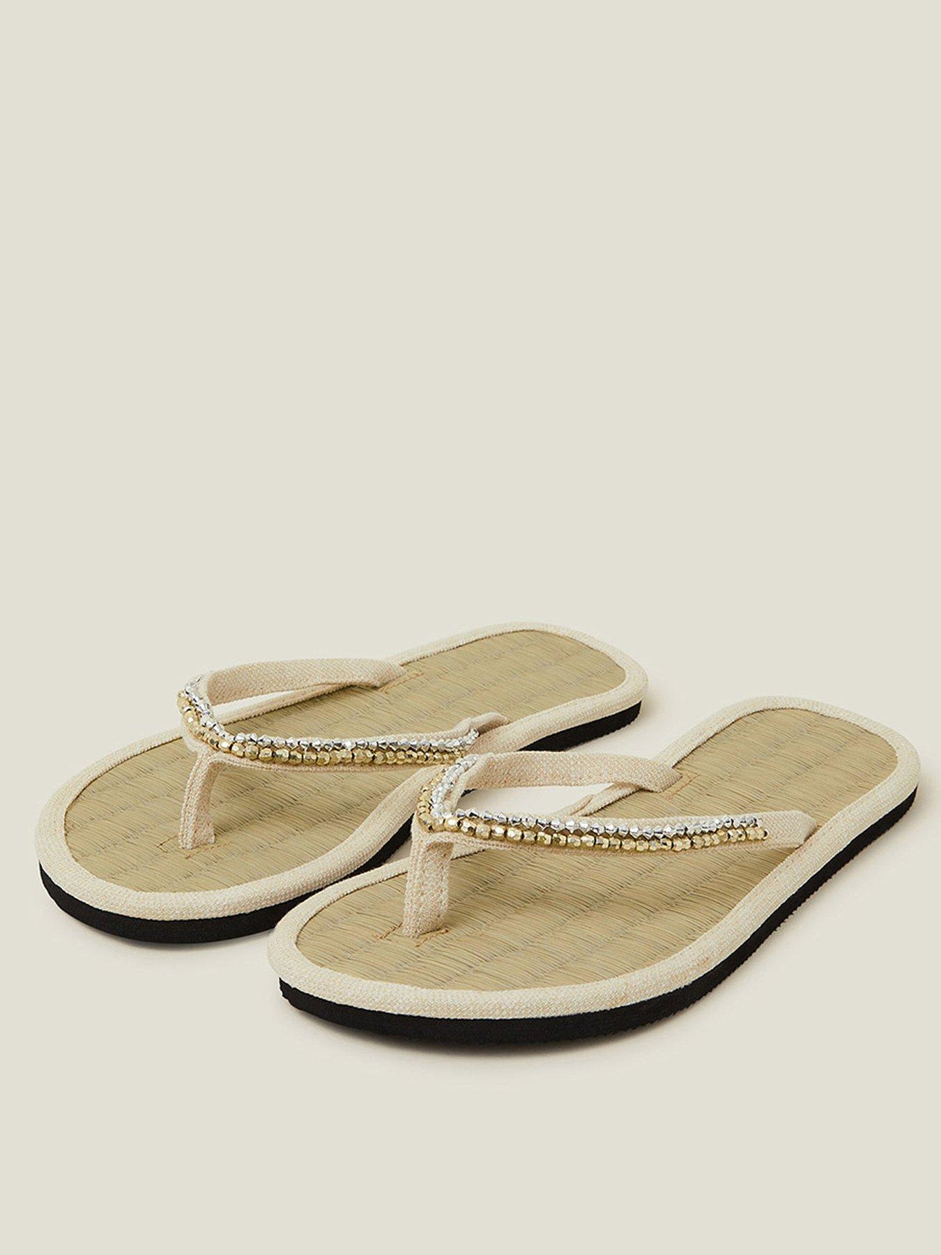 Image 2 of 4 of Accessorize Beaded Seagrass Flip Flops - Natural
