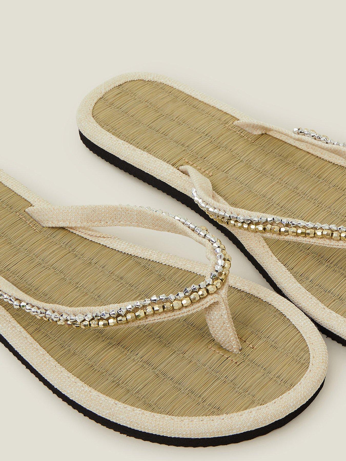 Image 4 of 4 of Accessorize Beaded Seagrass Flip Flops - Natural