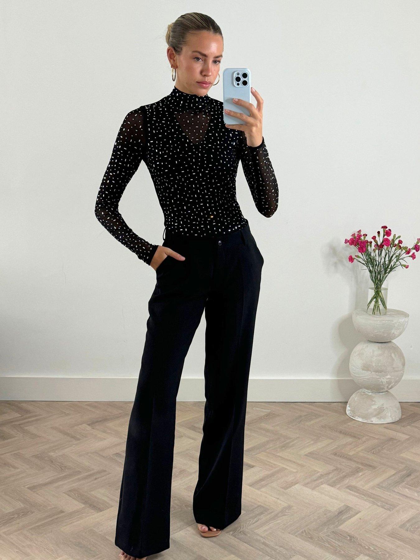 Rhinestone Crotchless Full Body Suit