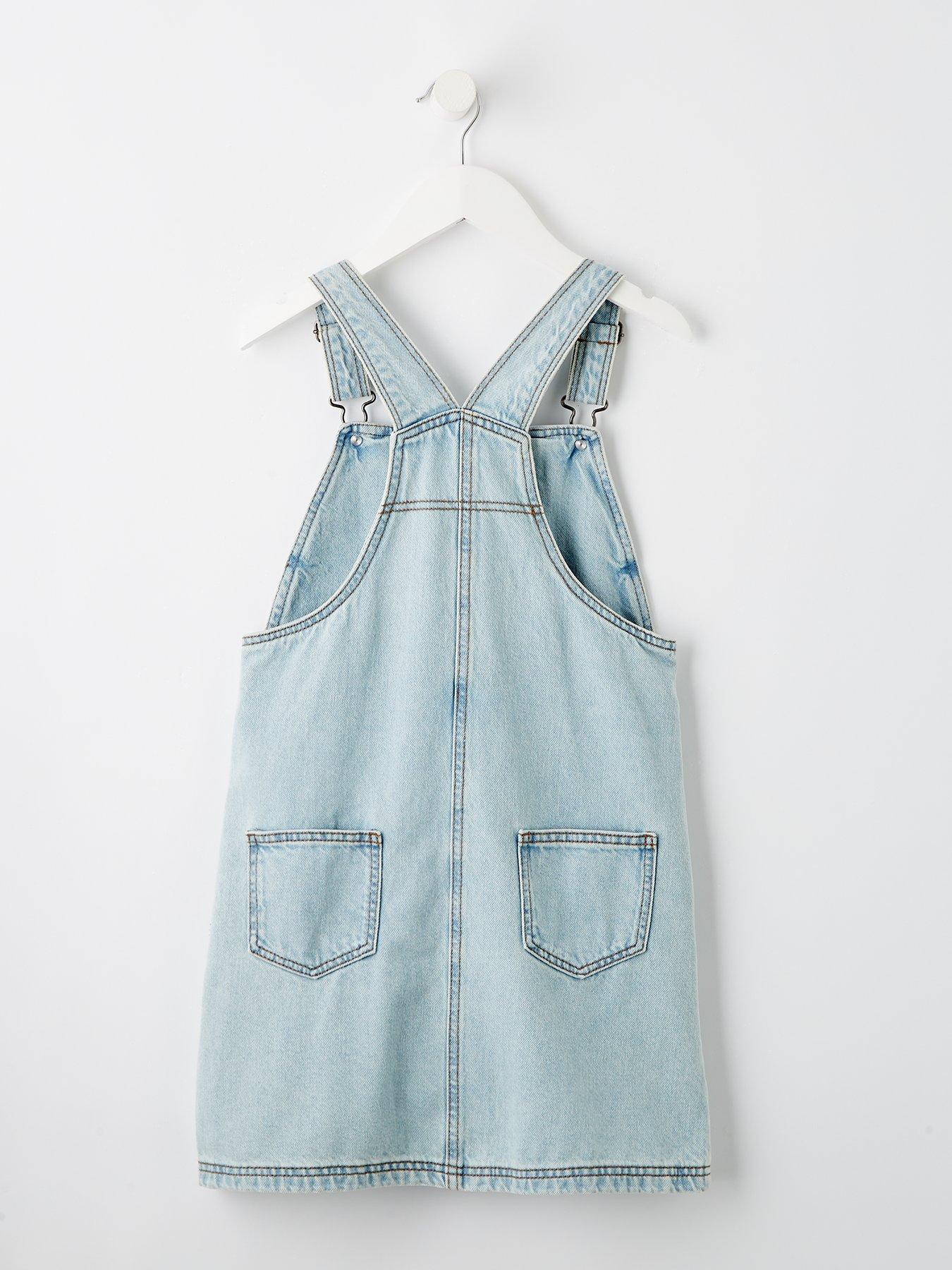 Image 2 of 4 of V by Very Girls Denim Pinafore Dress - Blue
