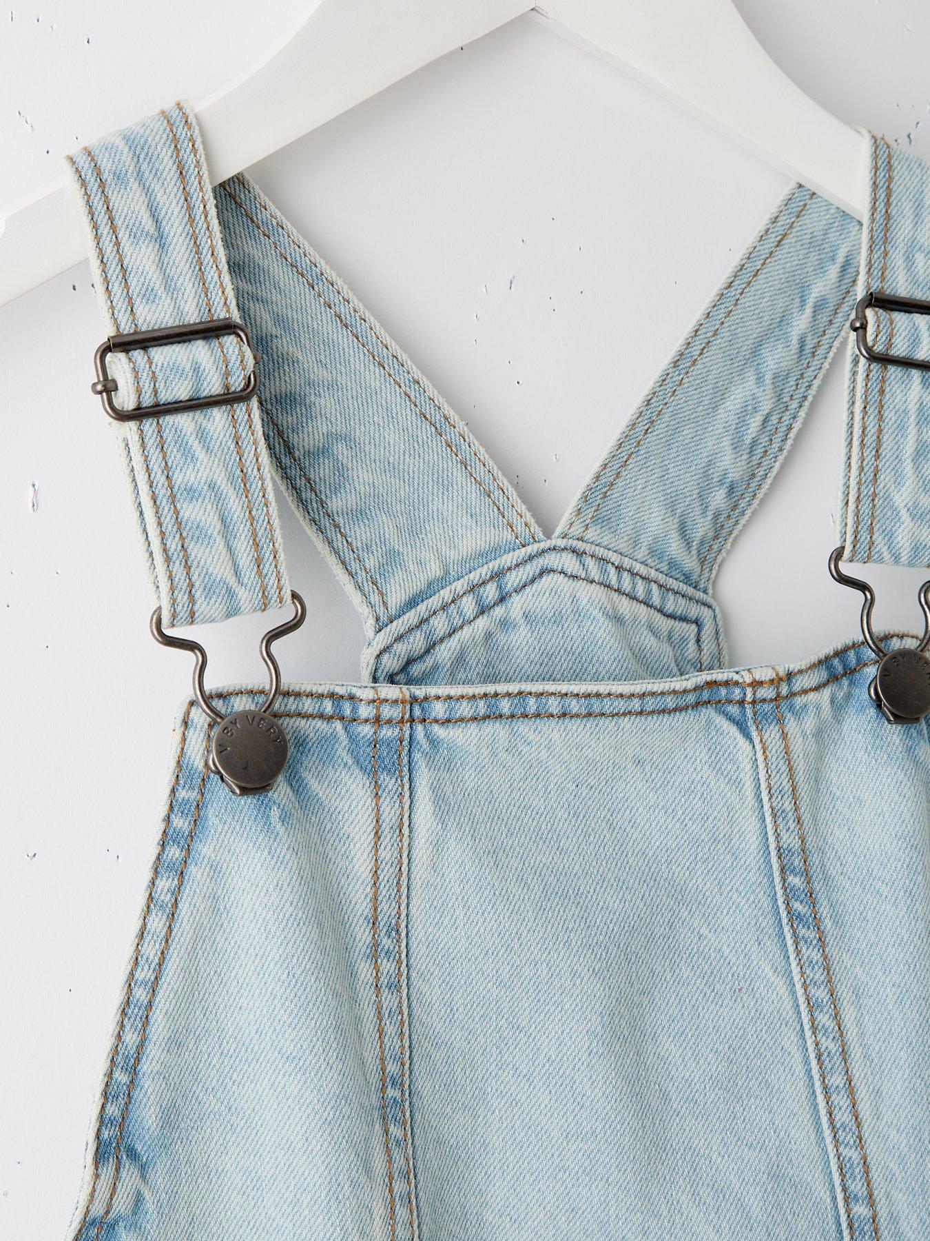 Image 3 of 4 of V by Very Girls Denim Pinafore Dress - Blue