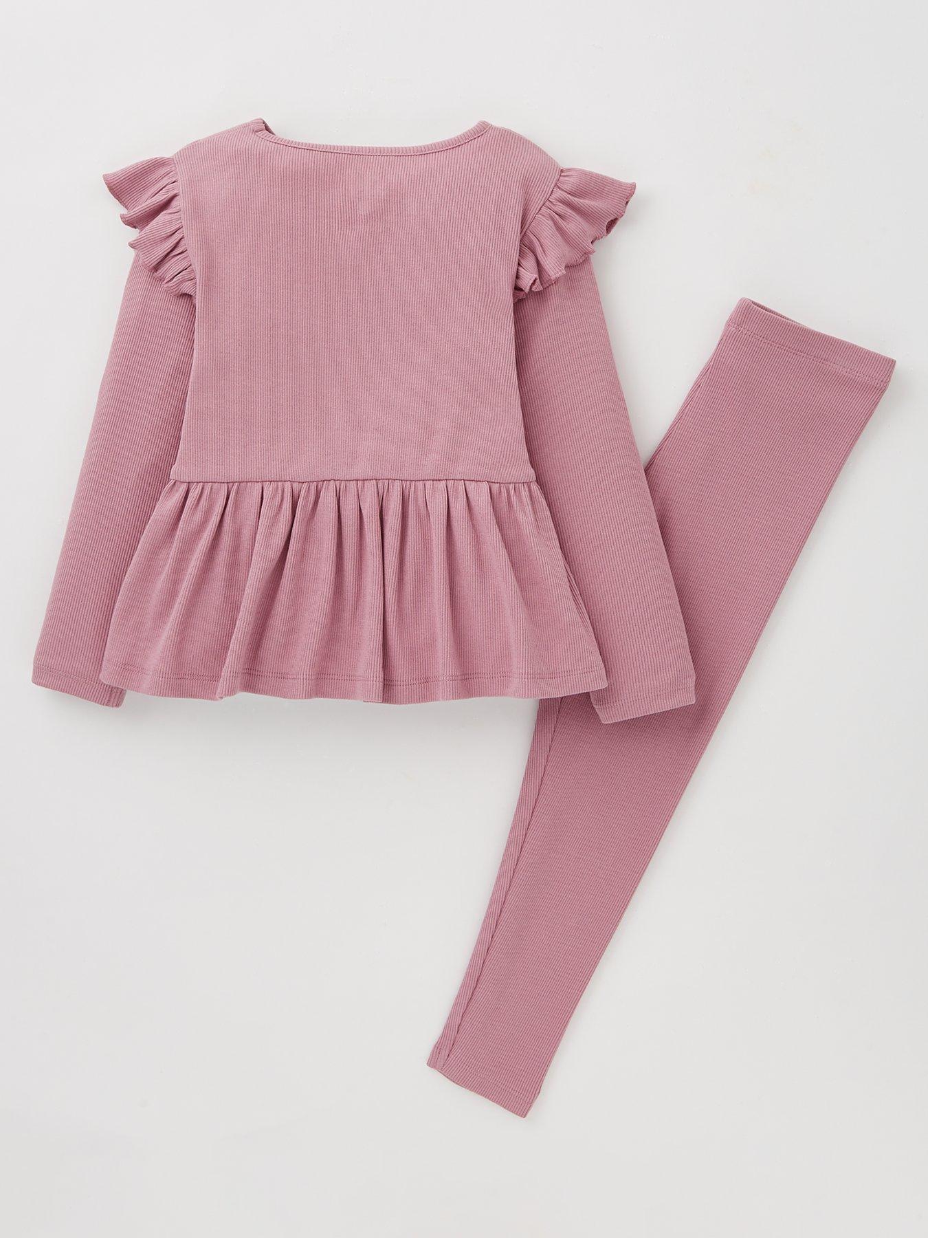 Image 2 of 4 of Mini V by Very Girls Rib Top And Legging Set - Pink