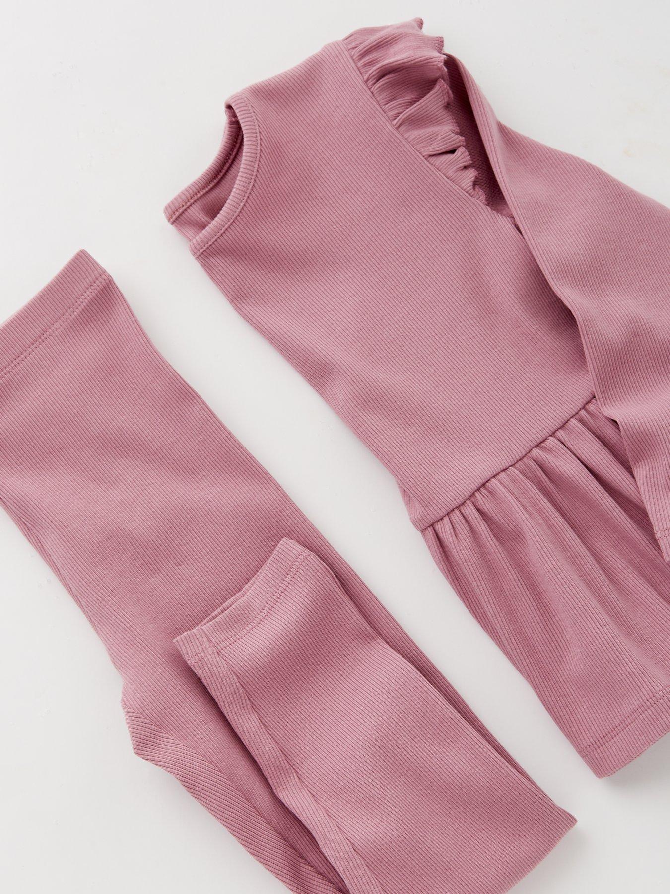 Image 4 of 4 of Mini V by Very Girls Rib Top And Legging Set - Pink