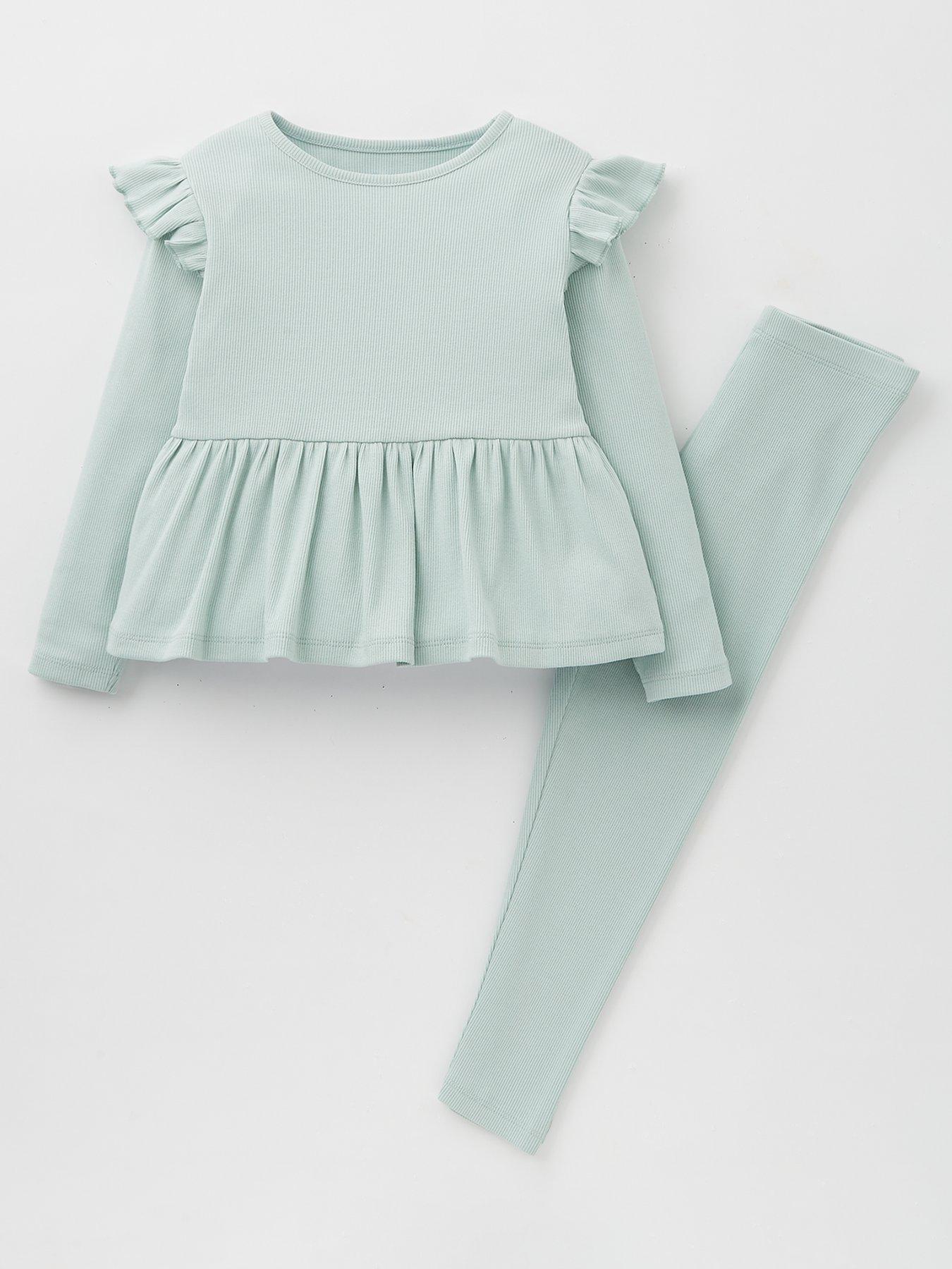 undefined Girls Rib Top And Legging Set - Green
