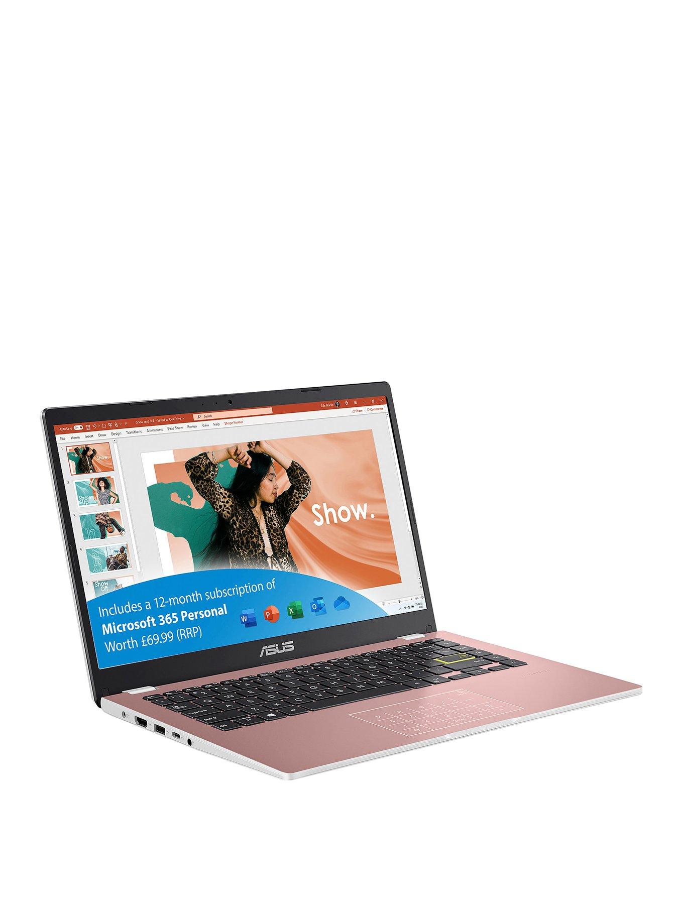 undefined Vivobook Go 14 Laptop - 14in FHD, Intel Celeron, 4GB RAM, 64GB SSD - Pink