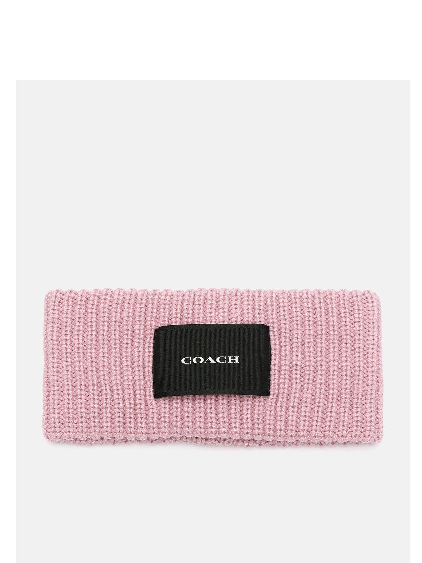 undefined Woven Patch Knit Headband - Pink