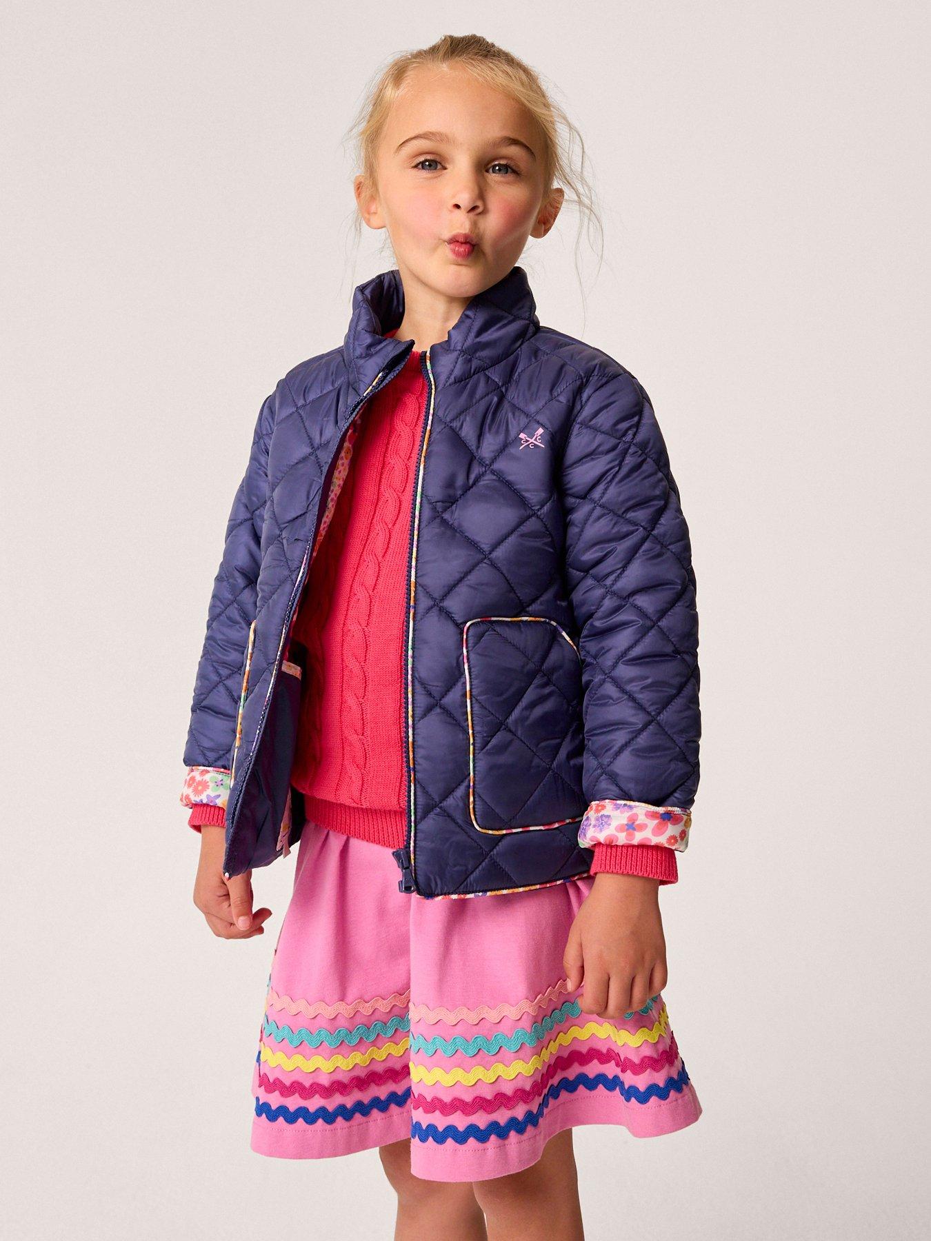 Image 1 of 6 of Crew Clothing Girls Shower Resistant Quilted Jacket - Navy