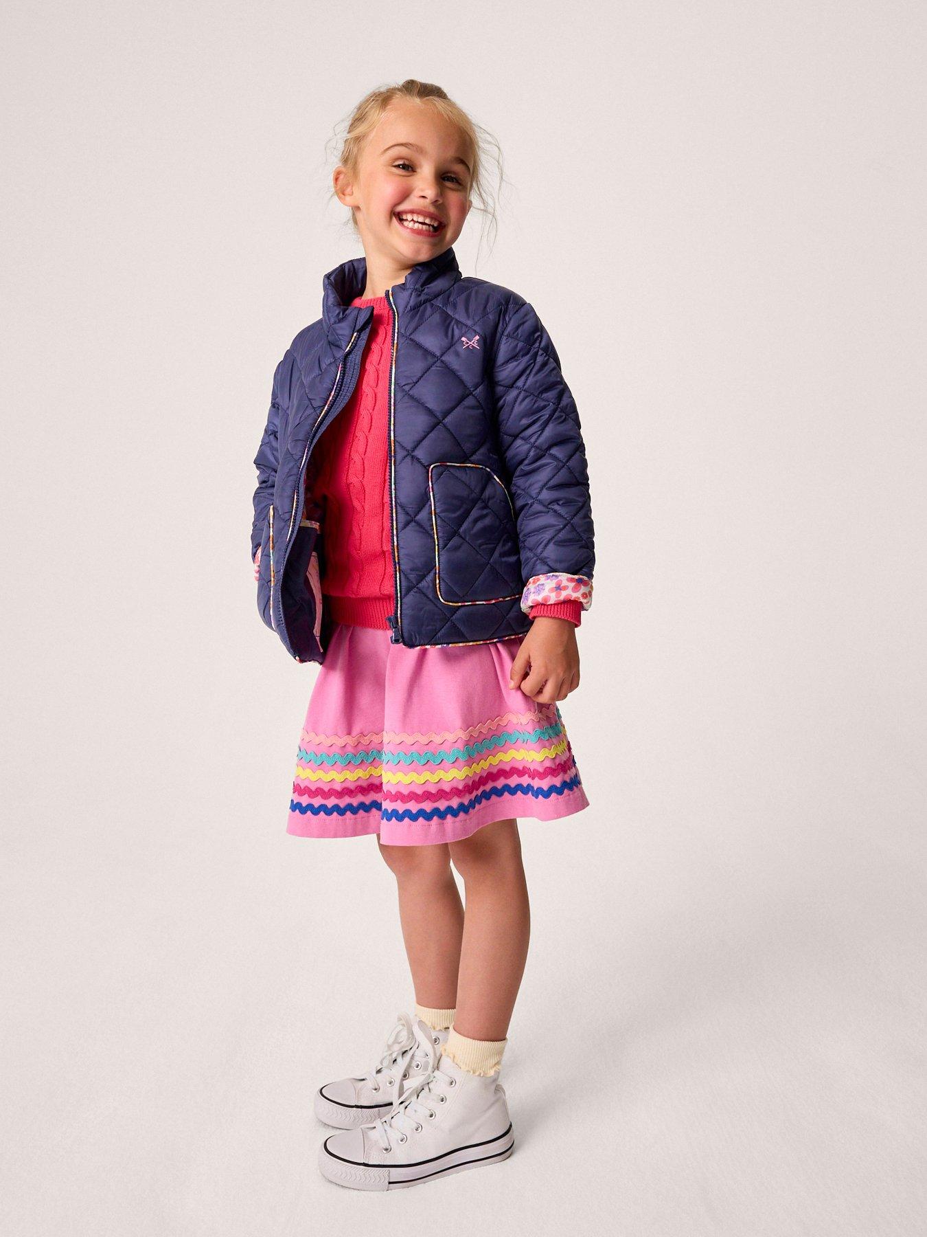 Image 3 of 6 of Crew Clothing Girls Shower Resistant Quilted Jacket - Navy