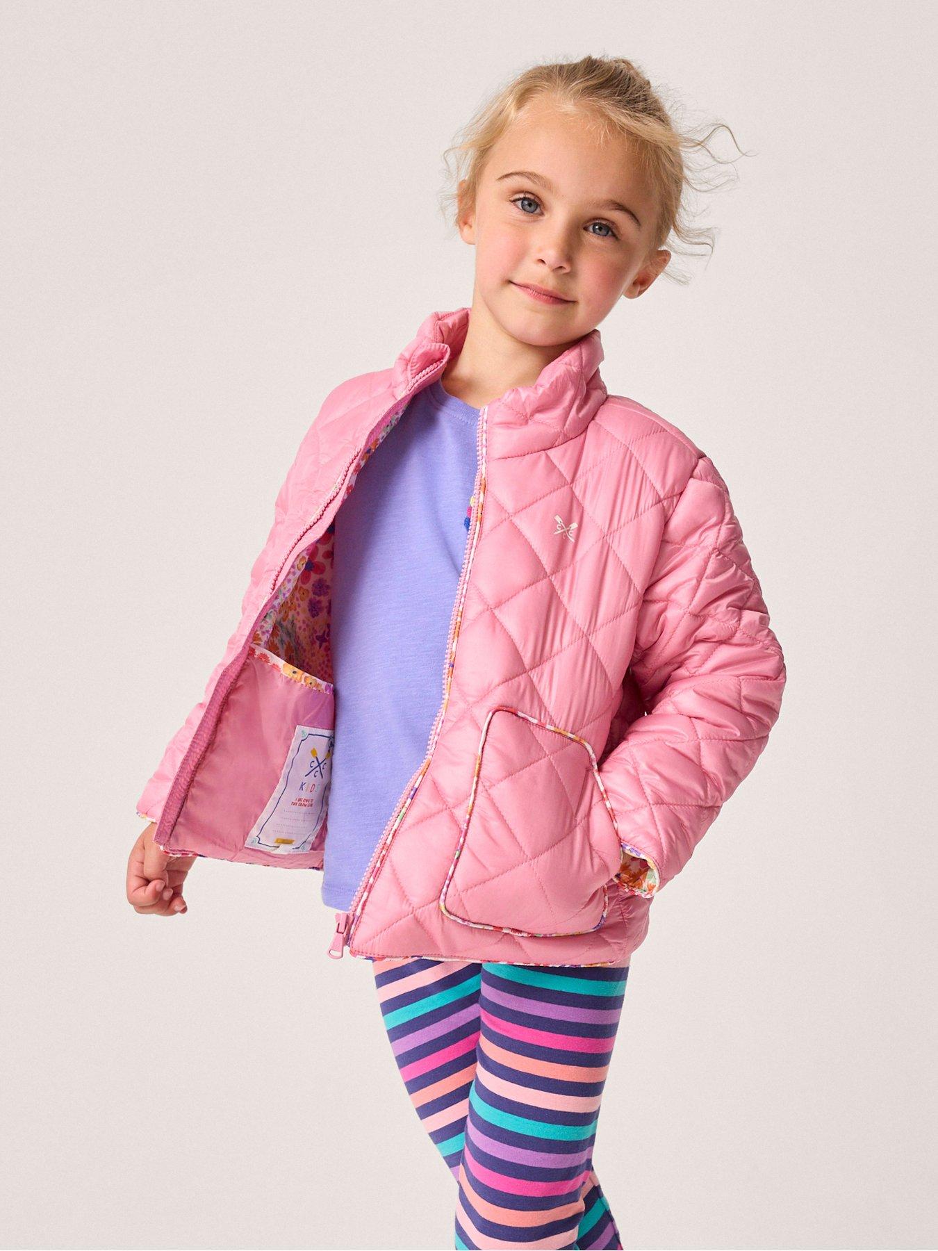 Girls Shower Resistant Quilted Jacket Light Pink