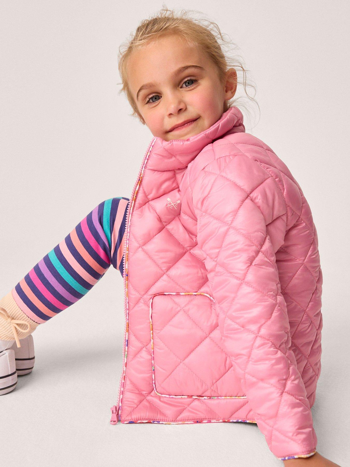 Girls Shower Resistant Quilted Jacket Light Pink