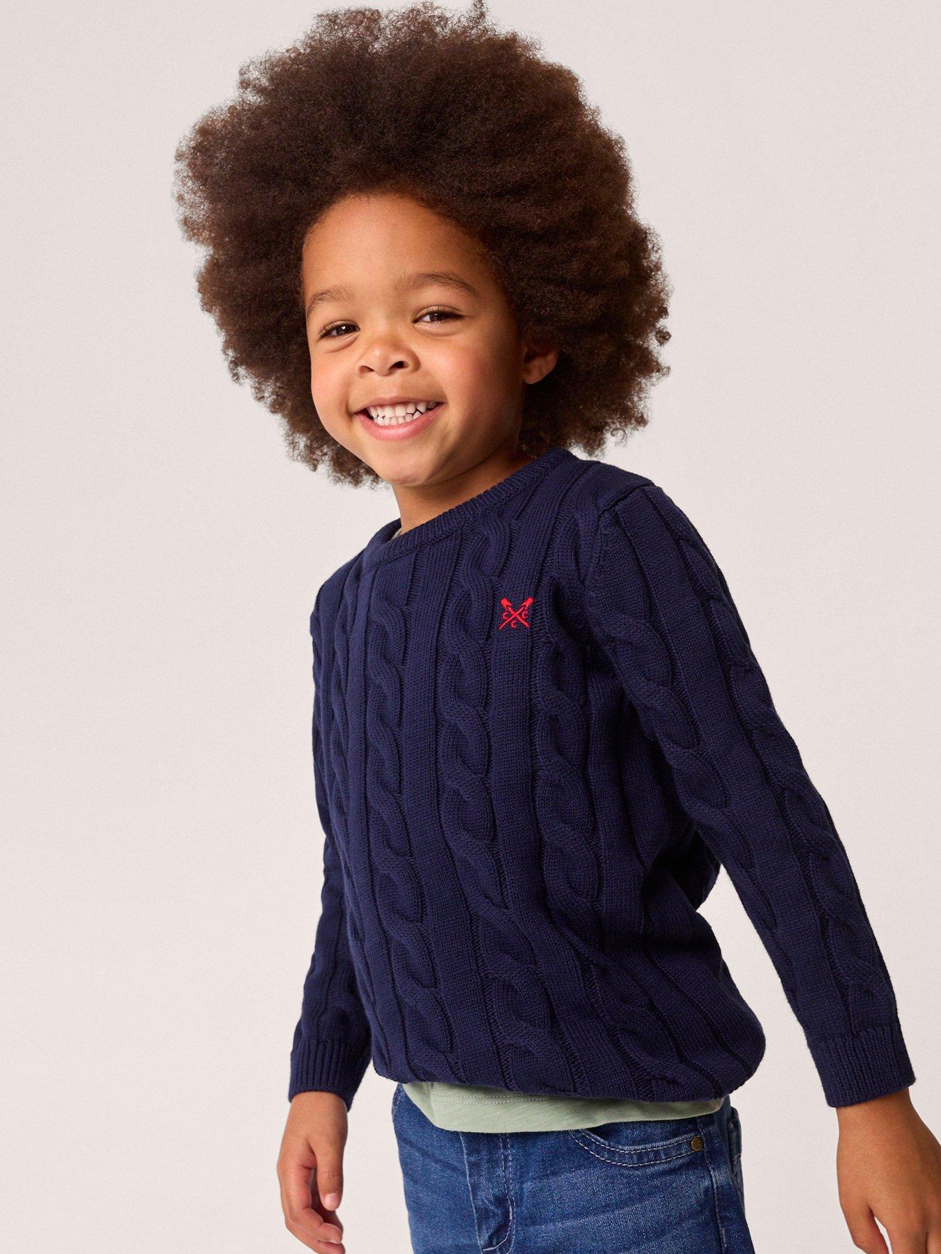 Crew Clothing Boys Cotton Cable Knit Jumper Navy Very