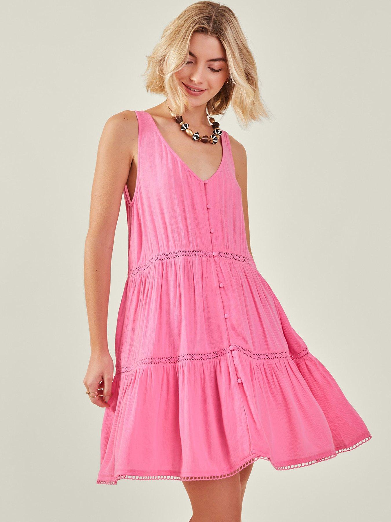 Image 1 of 4 of Accessorize Lace Insert Swing Dress