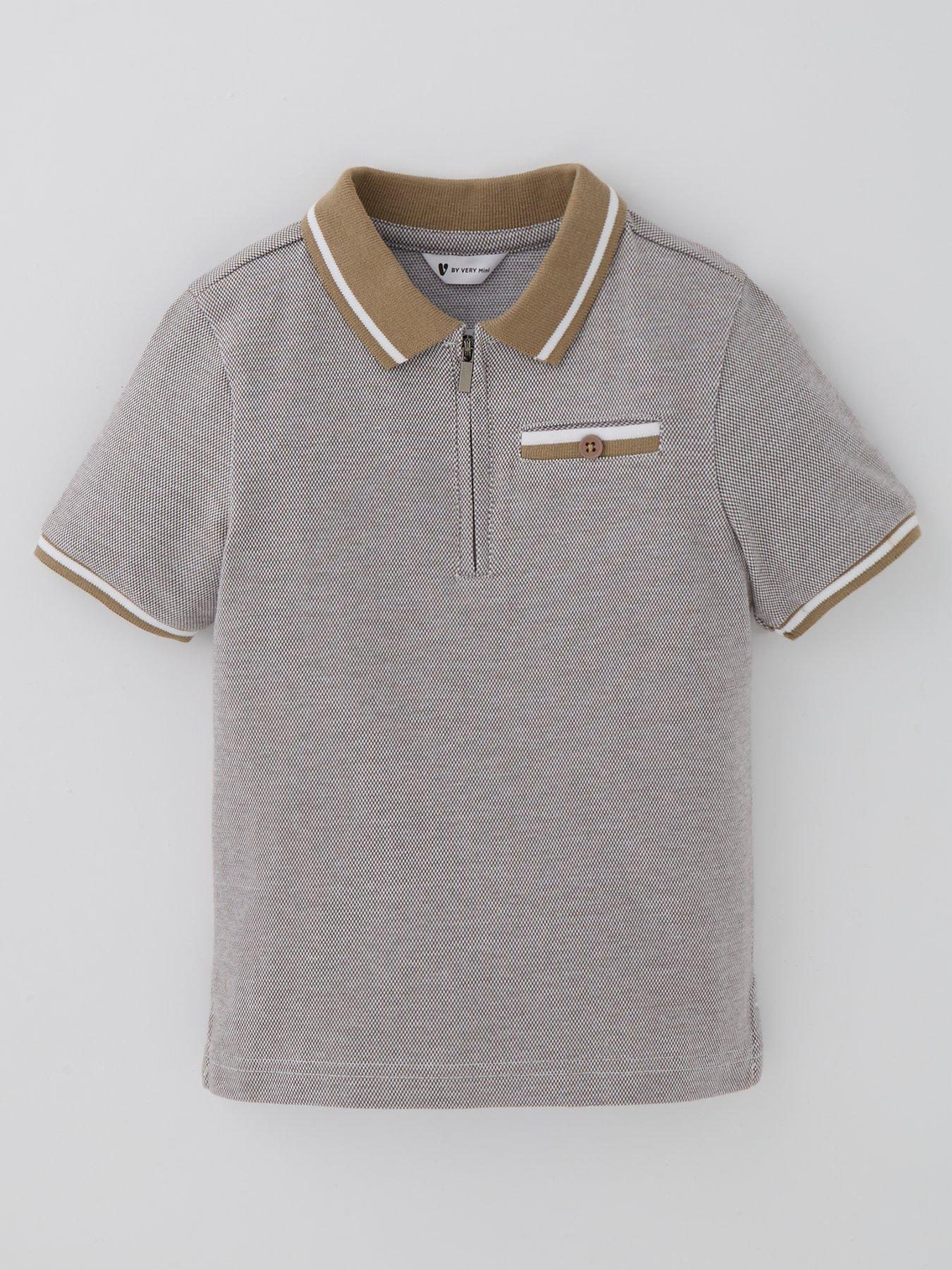 undefined Boys Textured Short Sleeve Polo - White