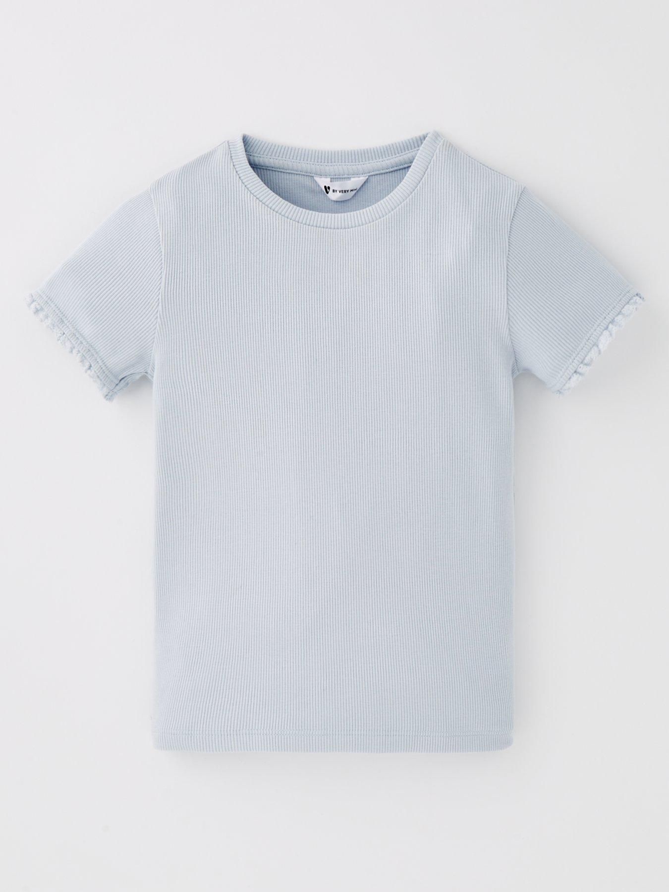 Image 2 of 5 of Mini V by Very Girls 3 Pack Lace Trim T-Shirt - Multi