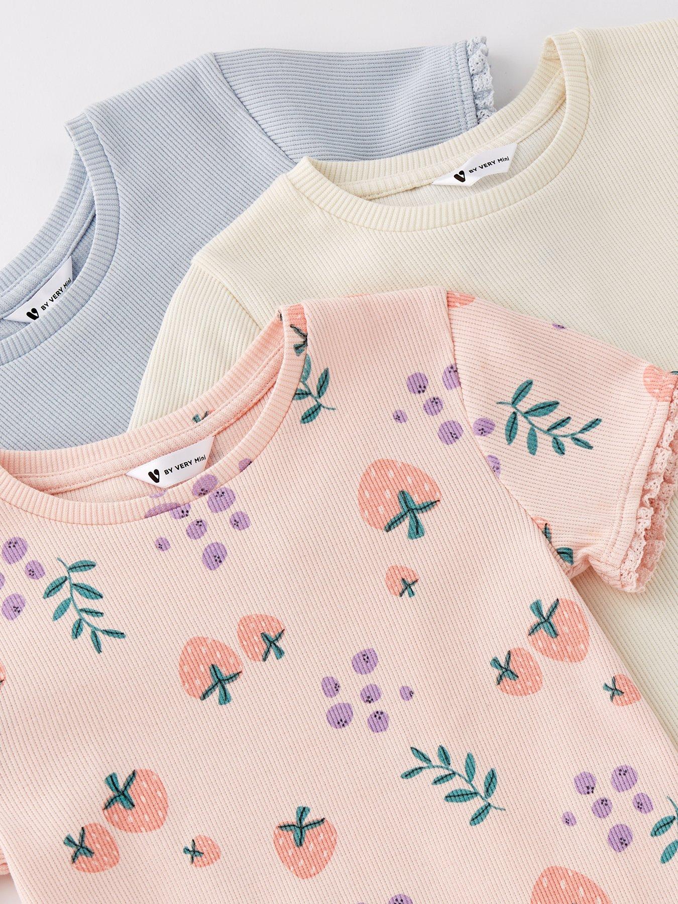 Image 5 of 5 of Mini V by Very Girls 3 Pack Lace Trim T-Shirt - Multi